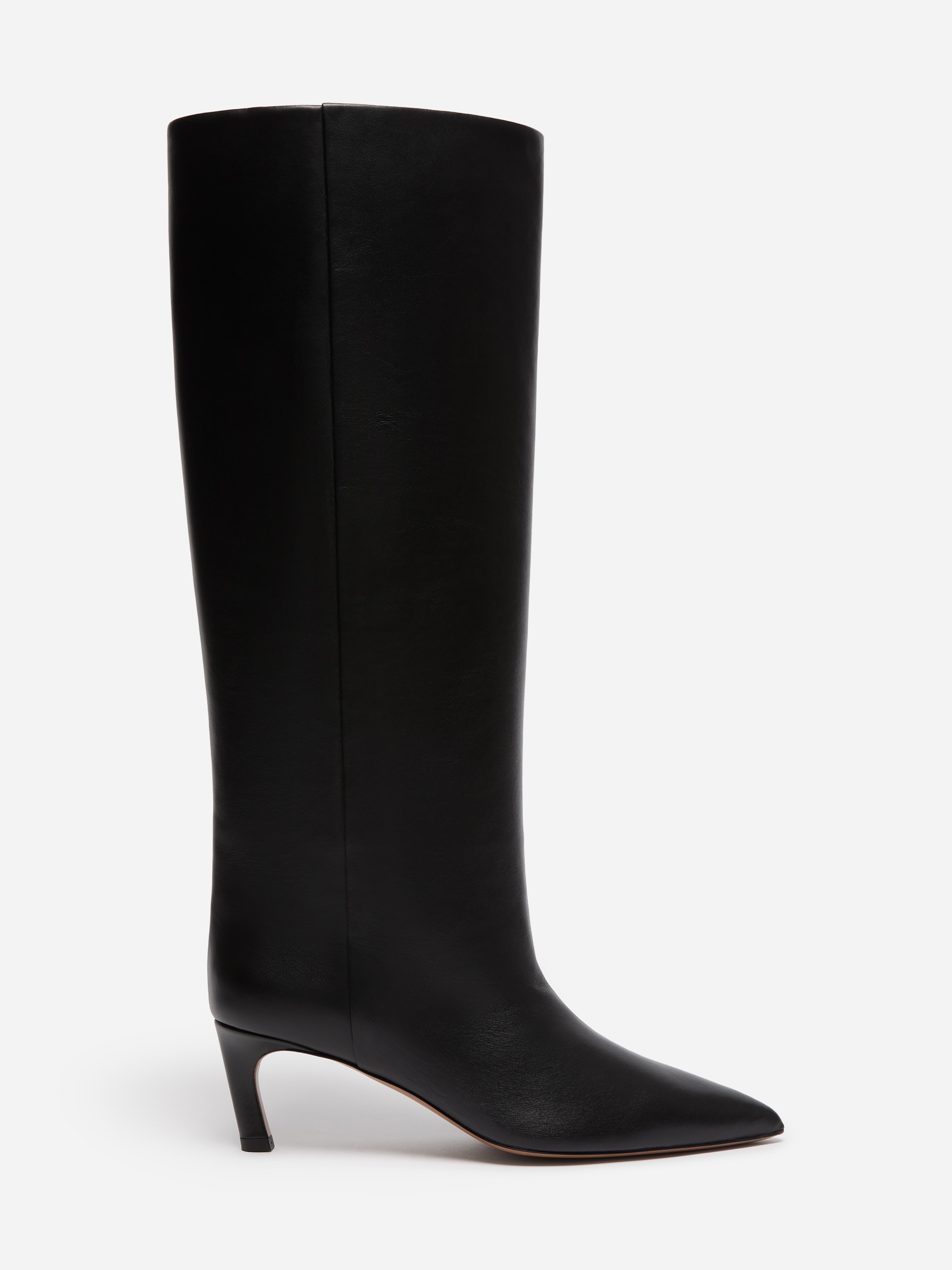 Botas de piel de caña alta-Black-21198