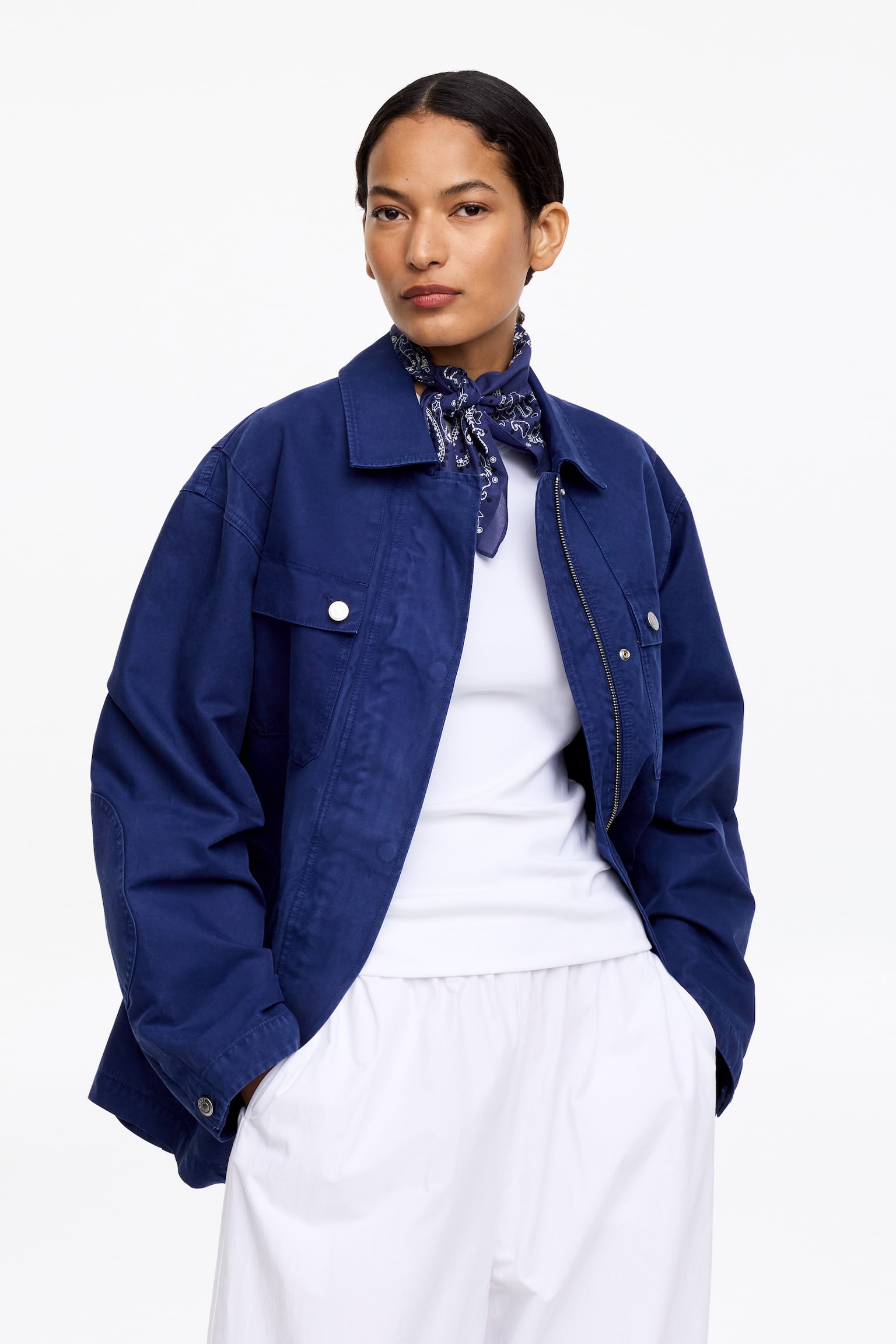 Scarf i bomull - Blå - 4