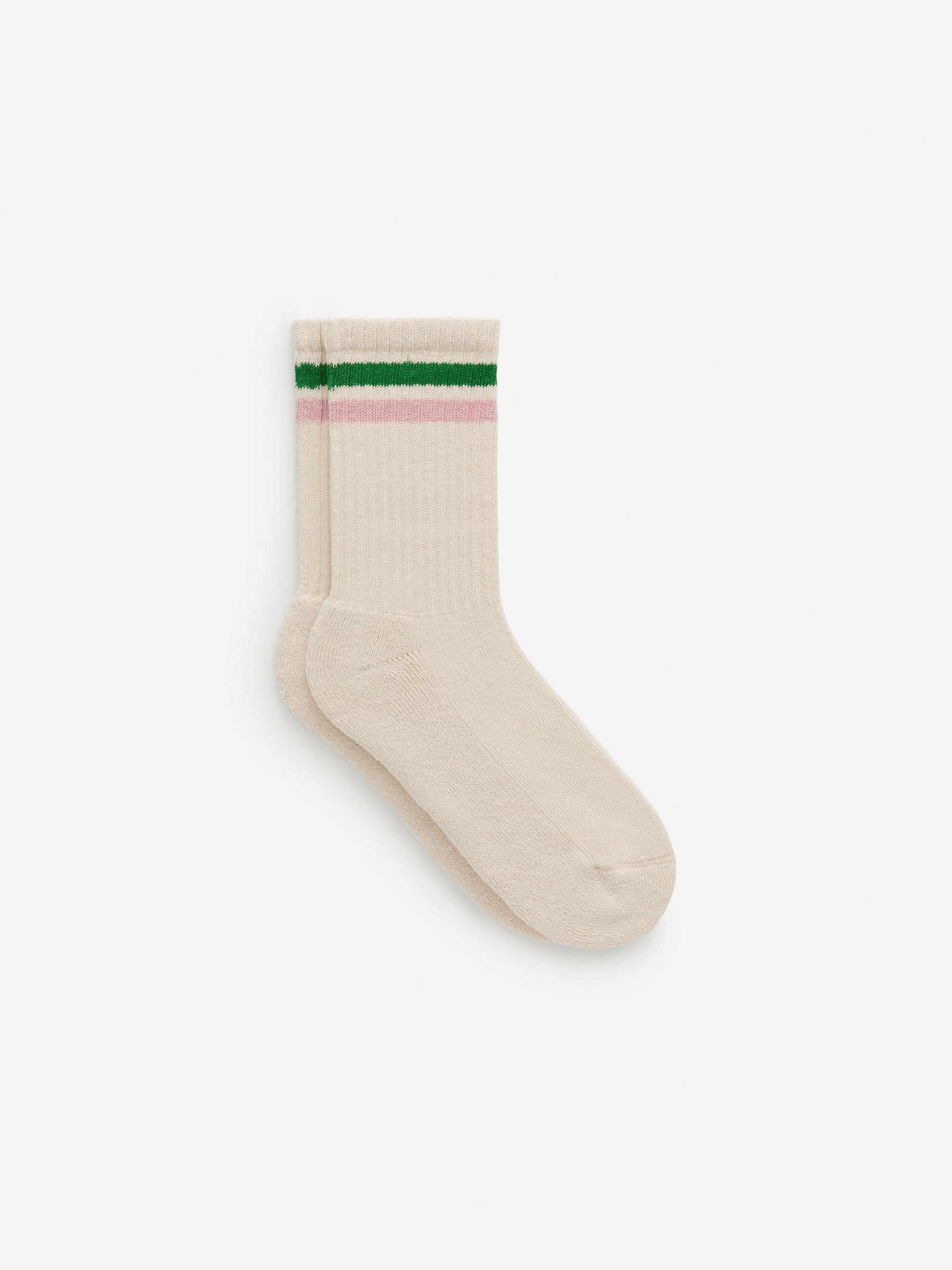 Sporty Cotton Socks - Beige/Green/Pink - Women - StillMedia/DescriptiveStillLife - 1