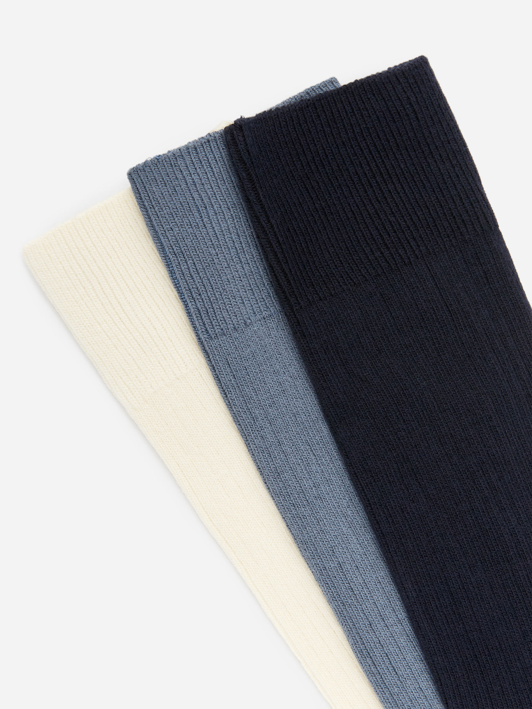 Supima Cotton Rib Socks Set of 3 pairs - Blue/Off White - Men - StillMedia/DescriptiveDetail - 2