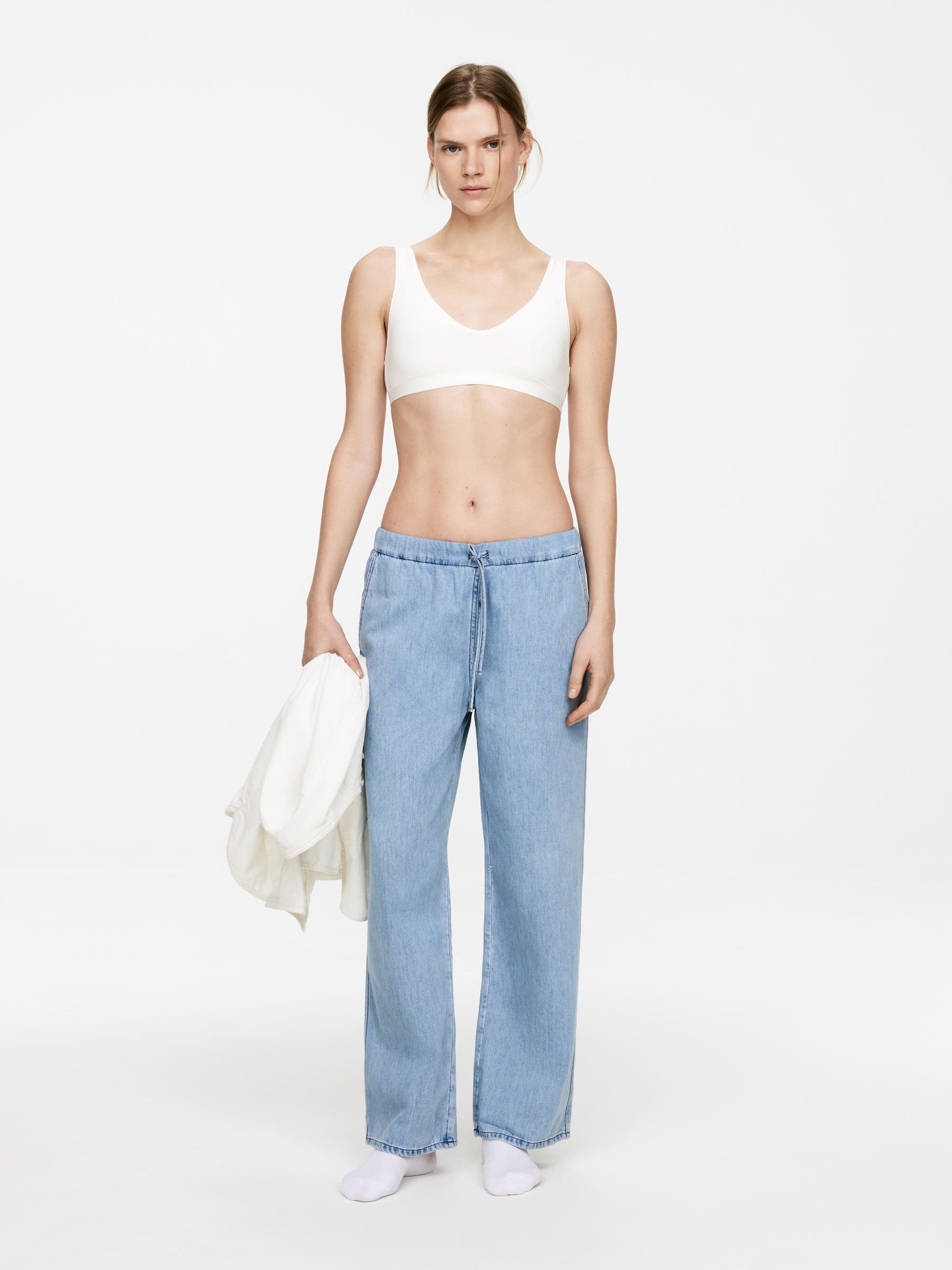 Drawstring Denim Trousers - Blue - Regular fit - Women - StillMedia/Lookbook - 10