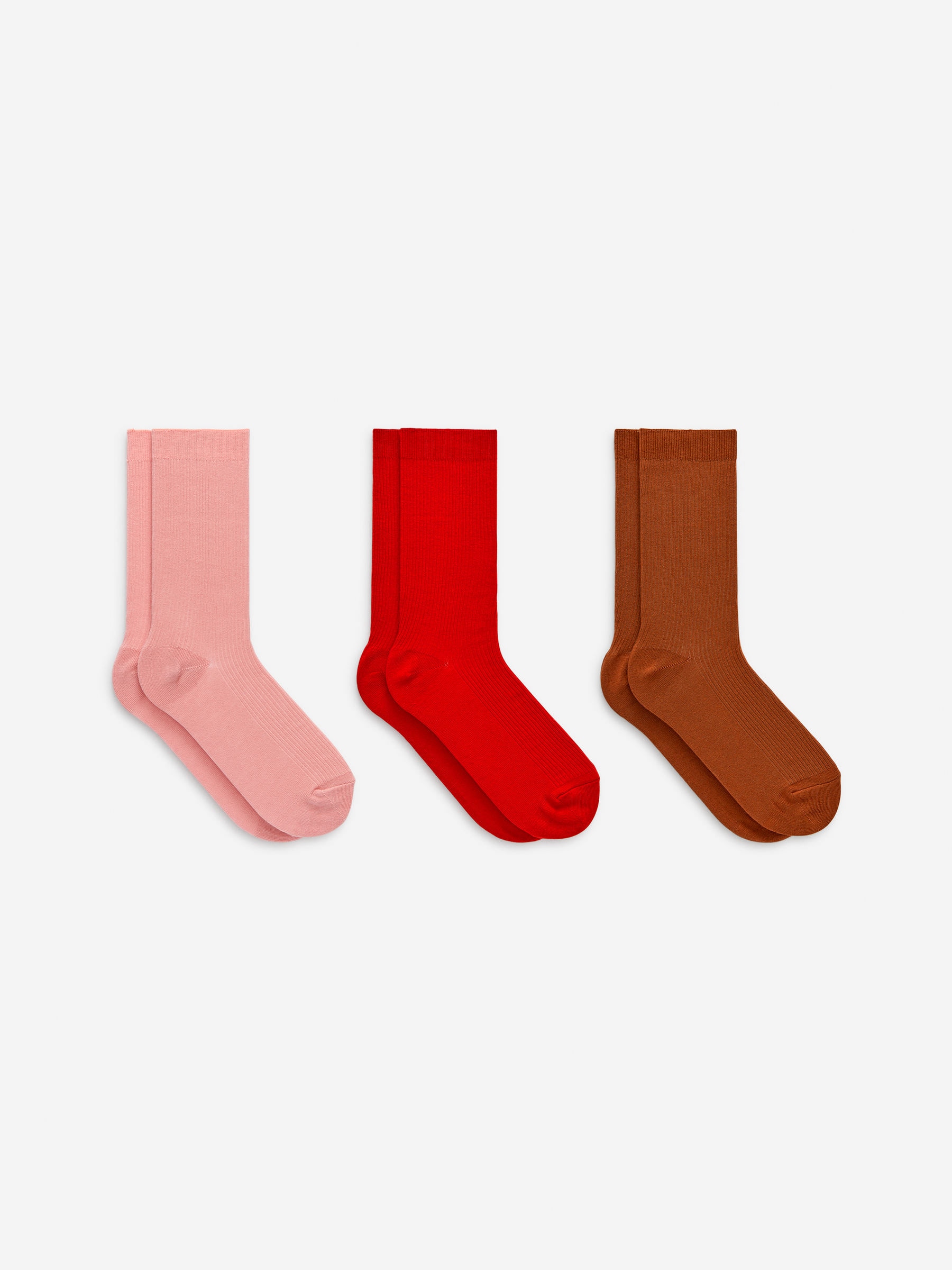 Cotton Rib Socks Set of 3-#DBB5BF-16801