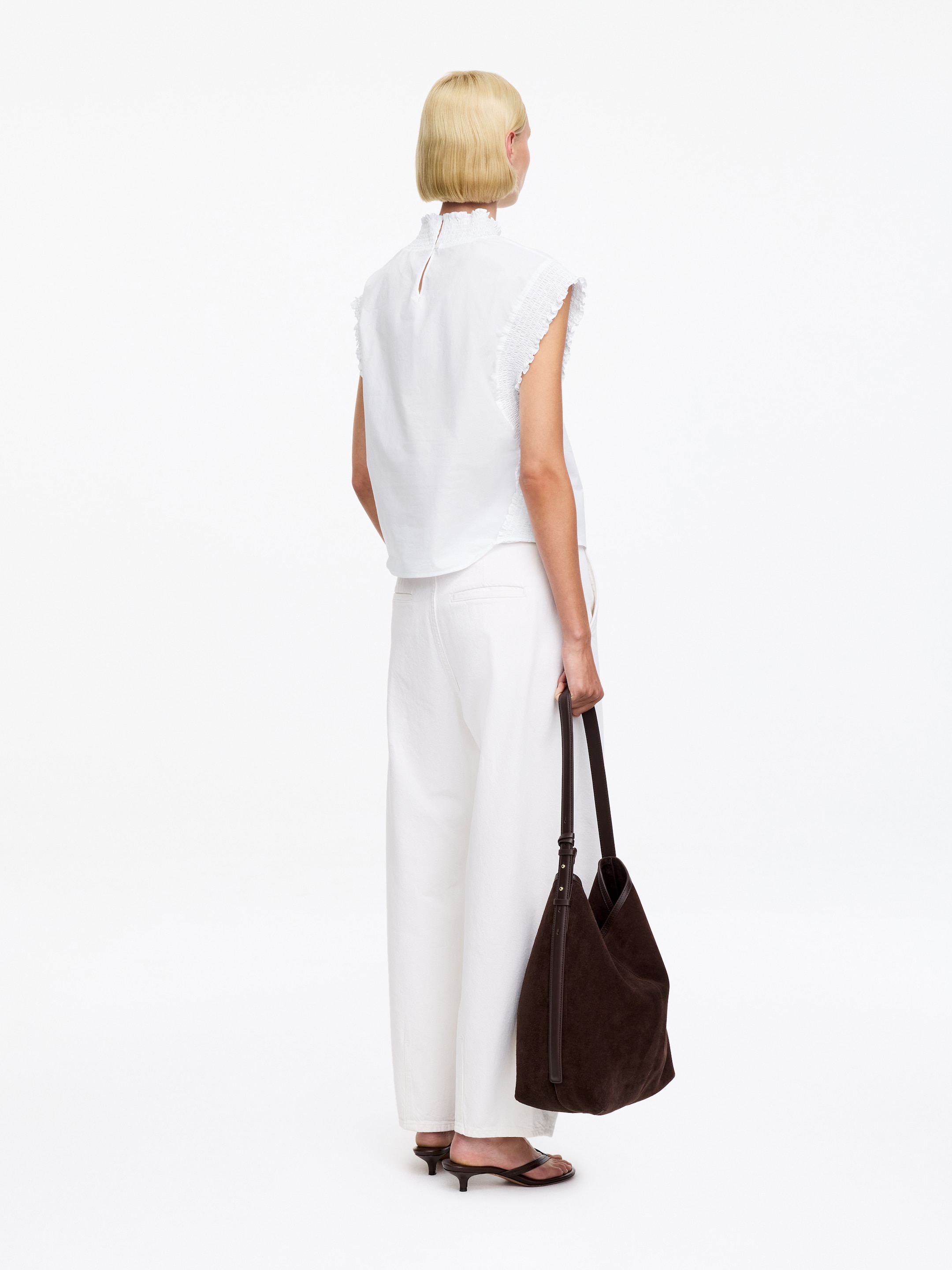 Smocked Cotton Poplin Top - Blanc - Regular fit - Femme - StillMedia/Lookbook - 3