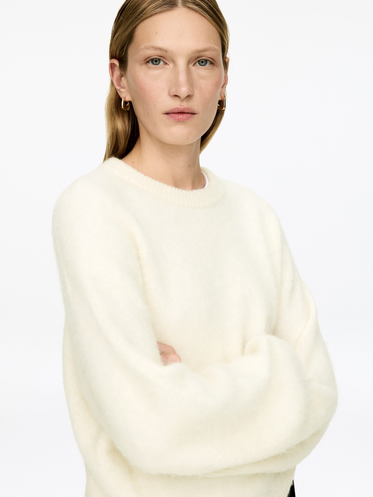 Pull en mélange de laine et d'alpaga - Blanc cassé/Bordeaux foncé/Noir/Rouge/Beige/Rouge-orangé/Gris clair - 5