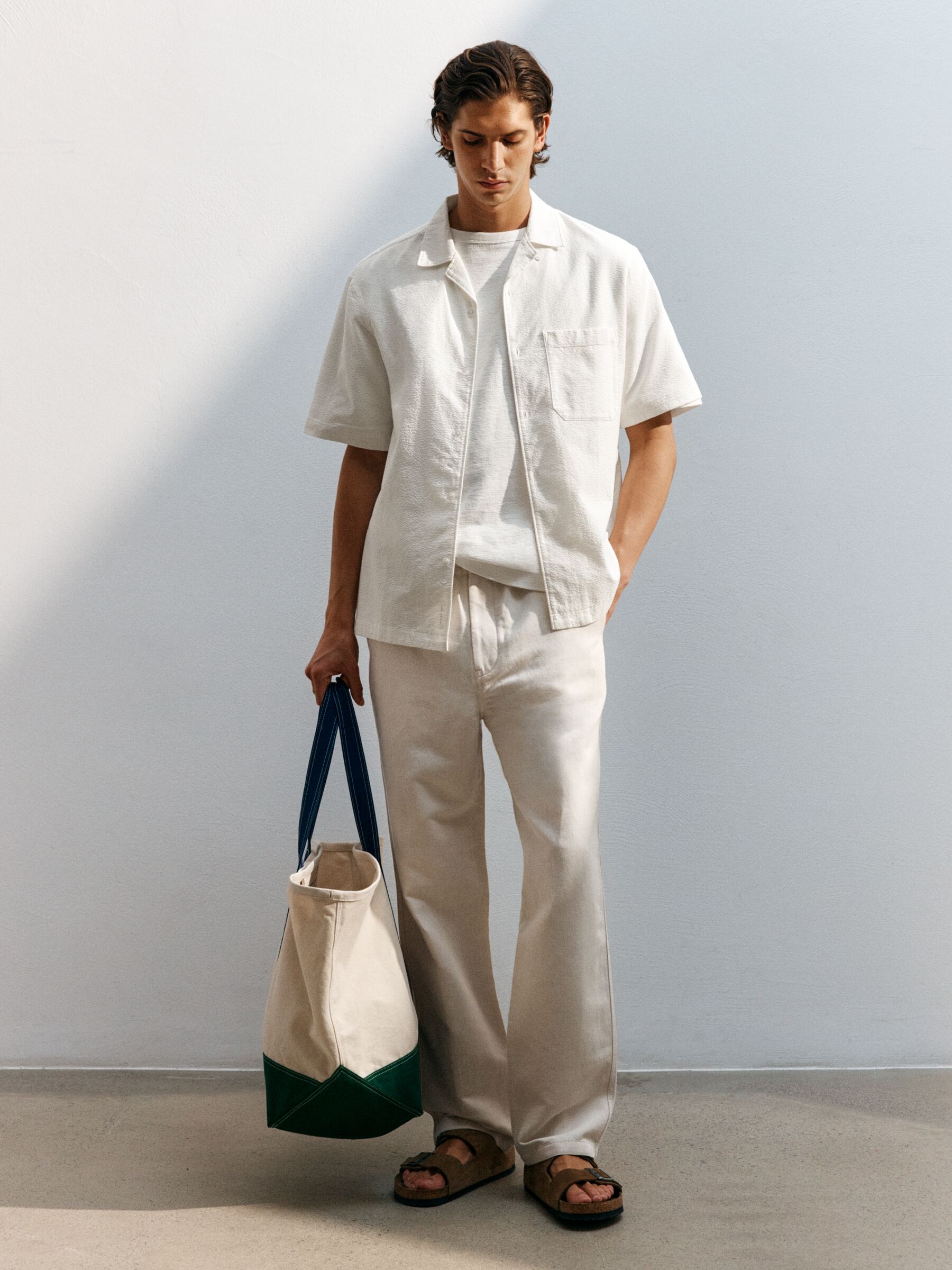 Camicia bowling in seersucker - Bianco sporco - Regular fit - Men - StillMedia/Environmental - 1