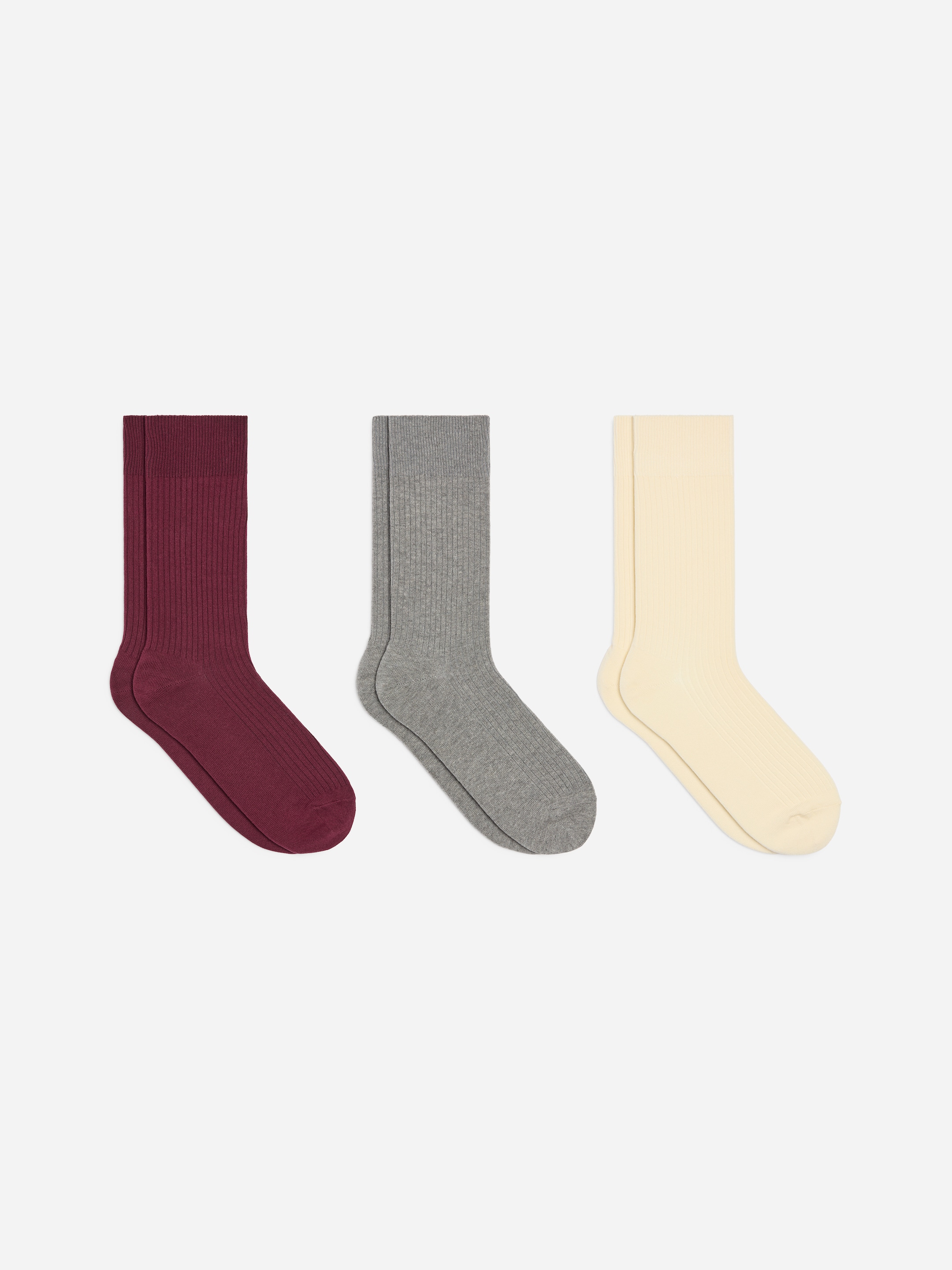 Supima Cotton Rib Socks Set of 3 pairs-Beige-19822