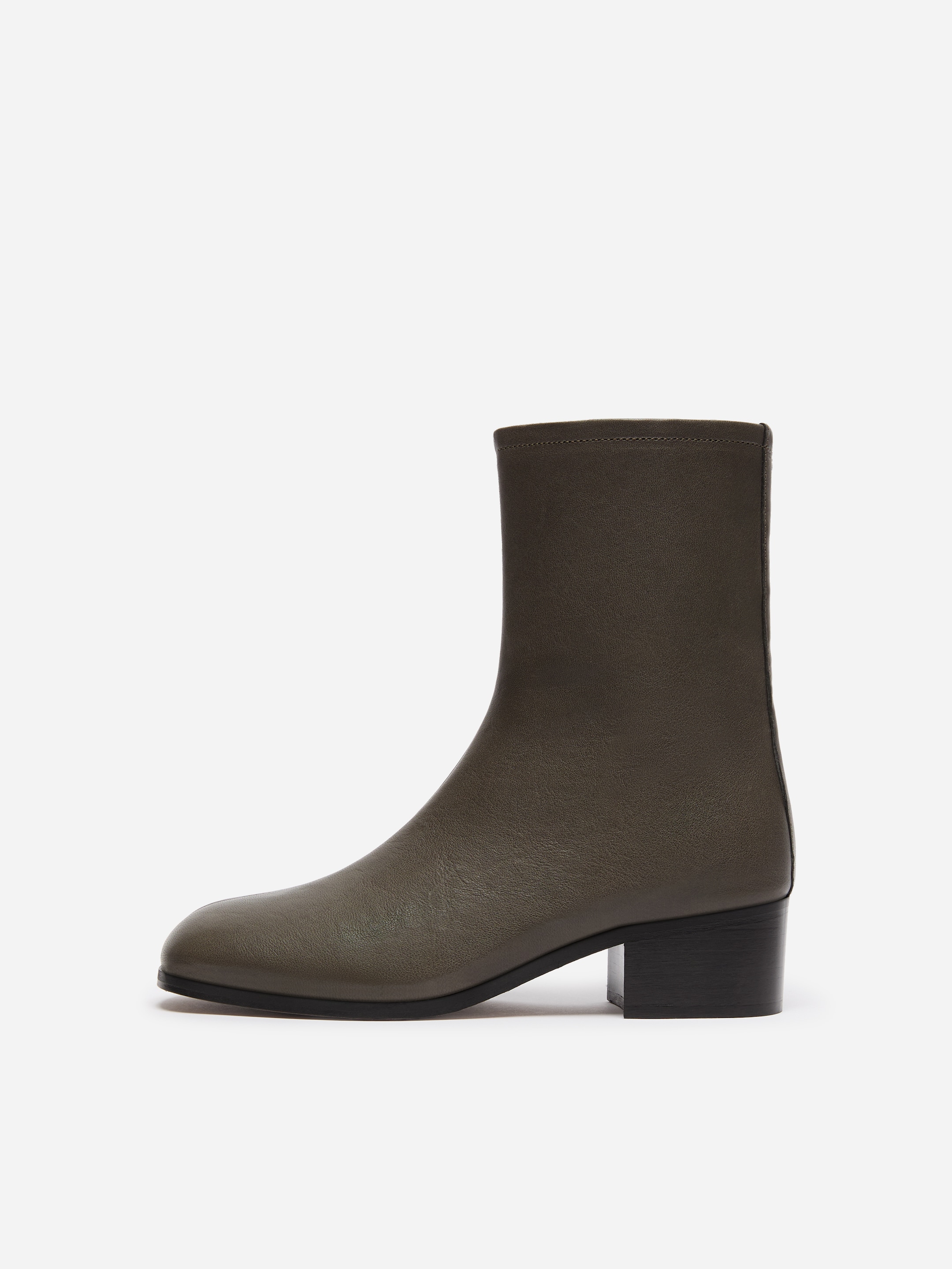 Square-Toe Leather Ankle Boots - Dark grey - women - StillMedia/DescriptiveStillLife - 3