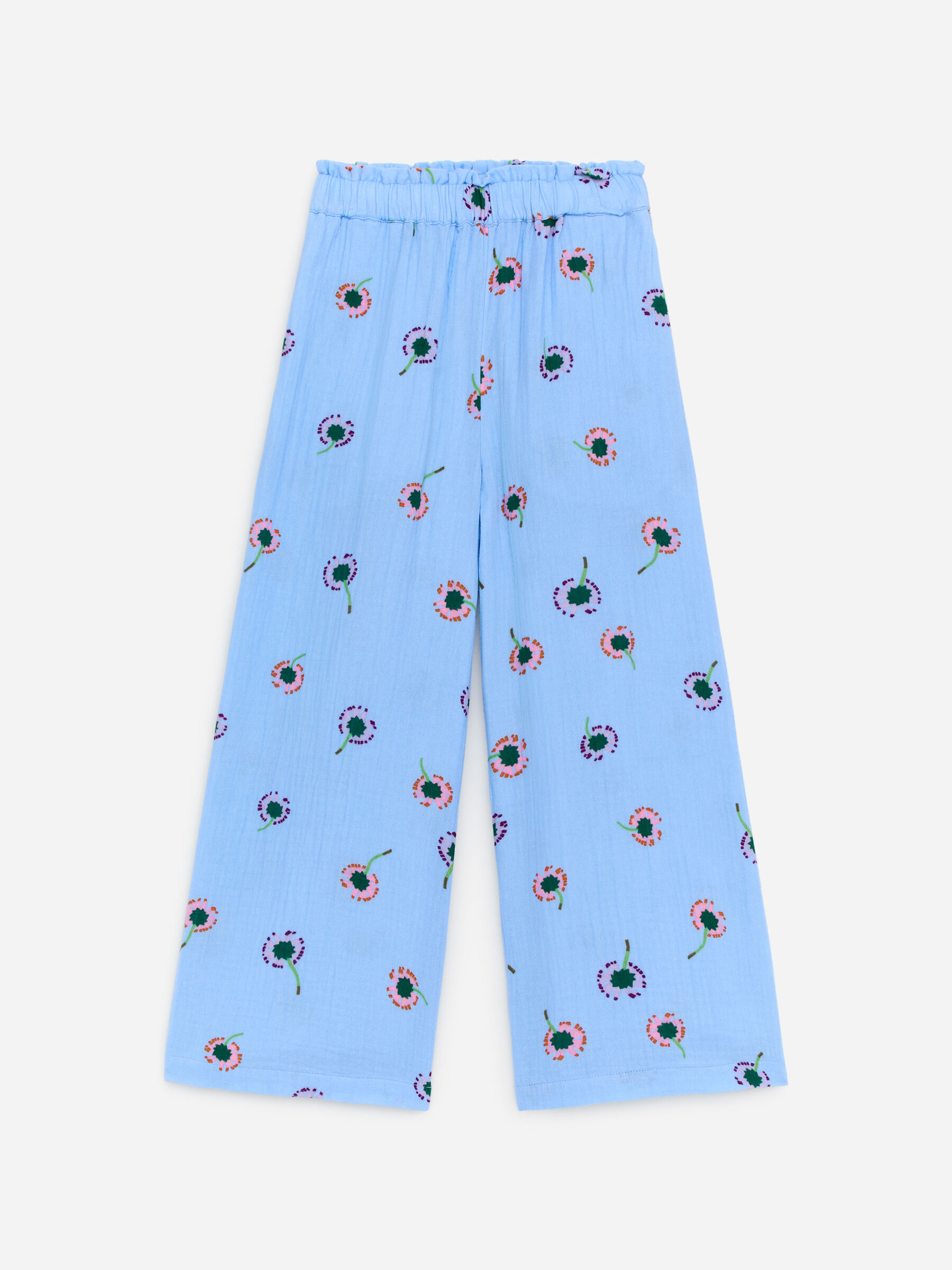 Pantalon décontracté en mousseline de coton-#92B1DD-19116