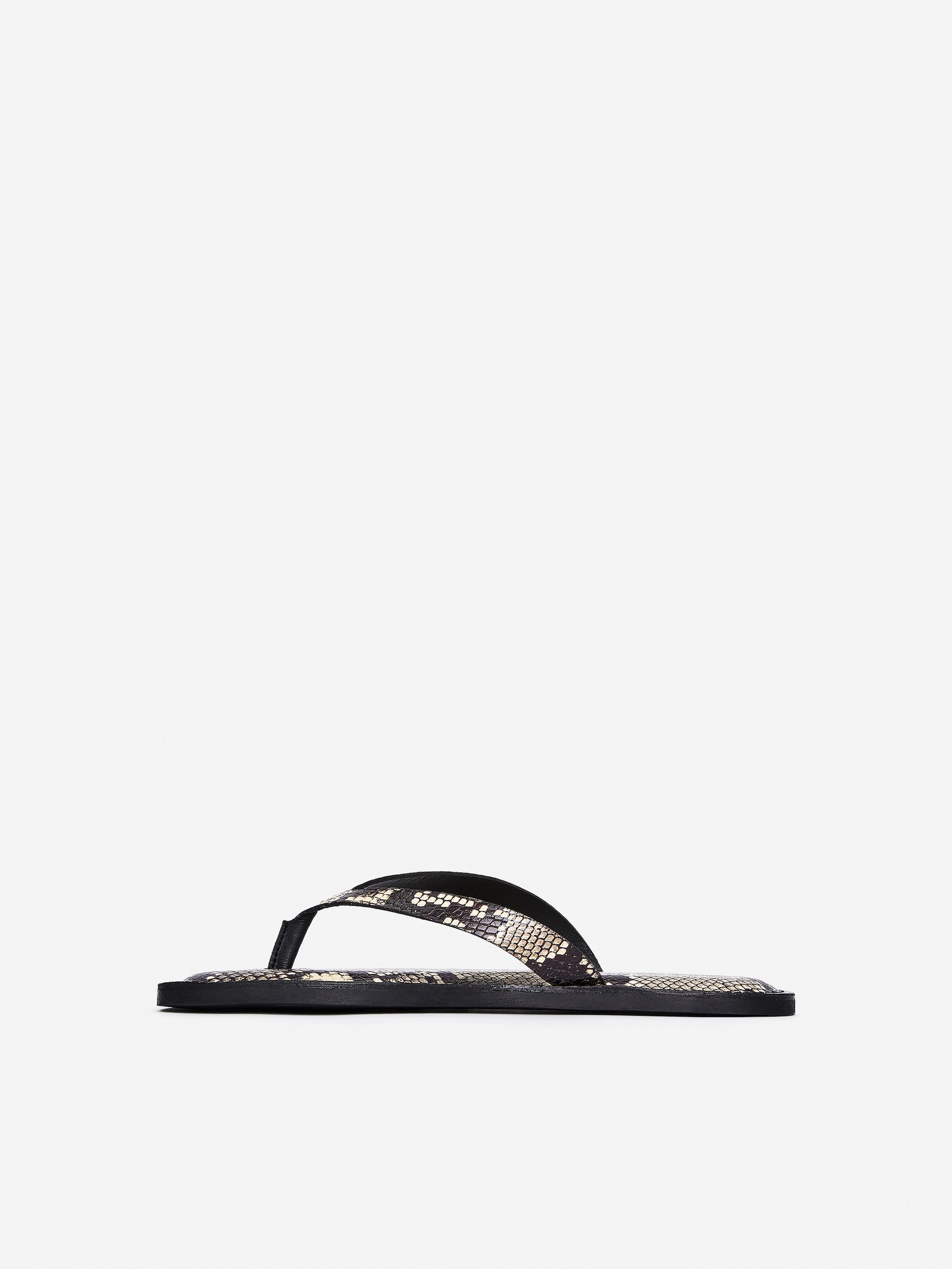 Grotere afbeelding bekijken: Leren teensandalen - Beige/slangenprint - DAMES | H&M BE 5