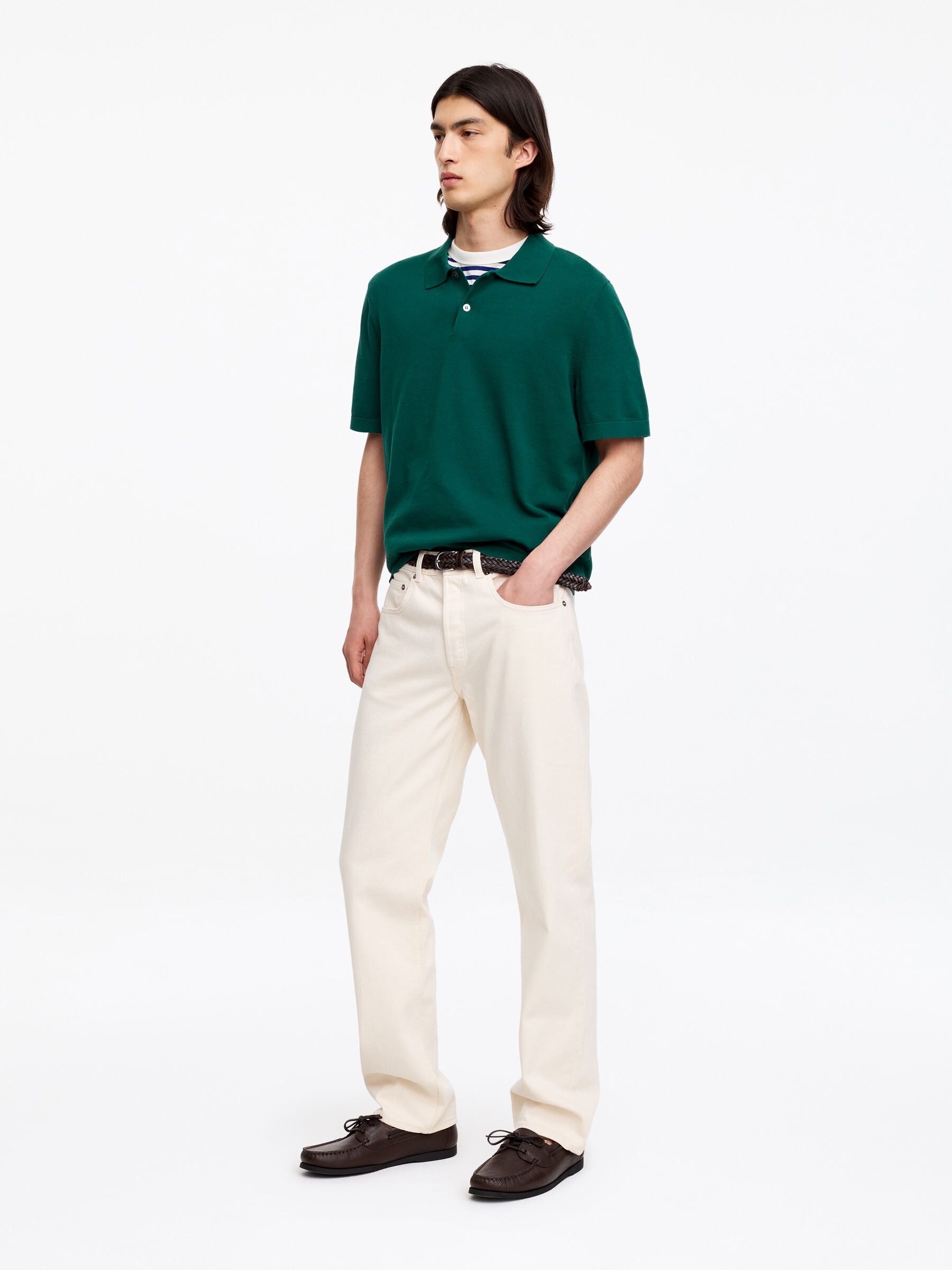 Fine-Knit Polo Shirt - Bright Green - Regular fit - Men - StillMedia/Lookbook - 5