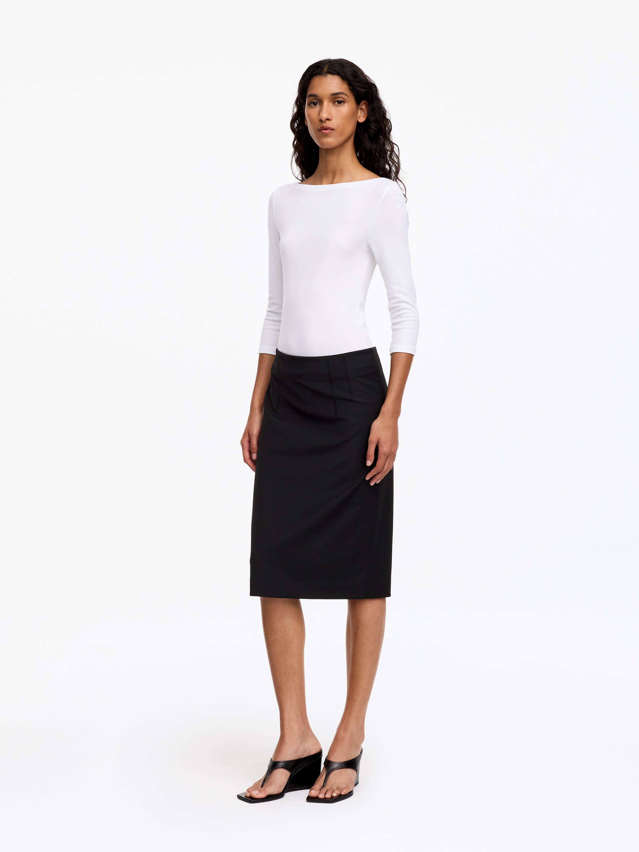 Wool Blend Pencil Skirt - Black - Slim fit - women - StillMedia/Lookbook - 4