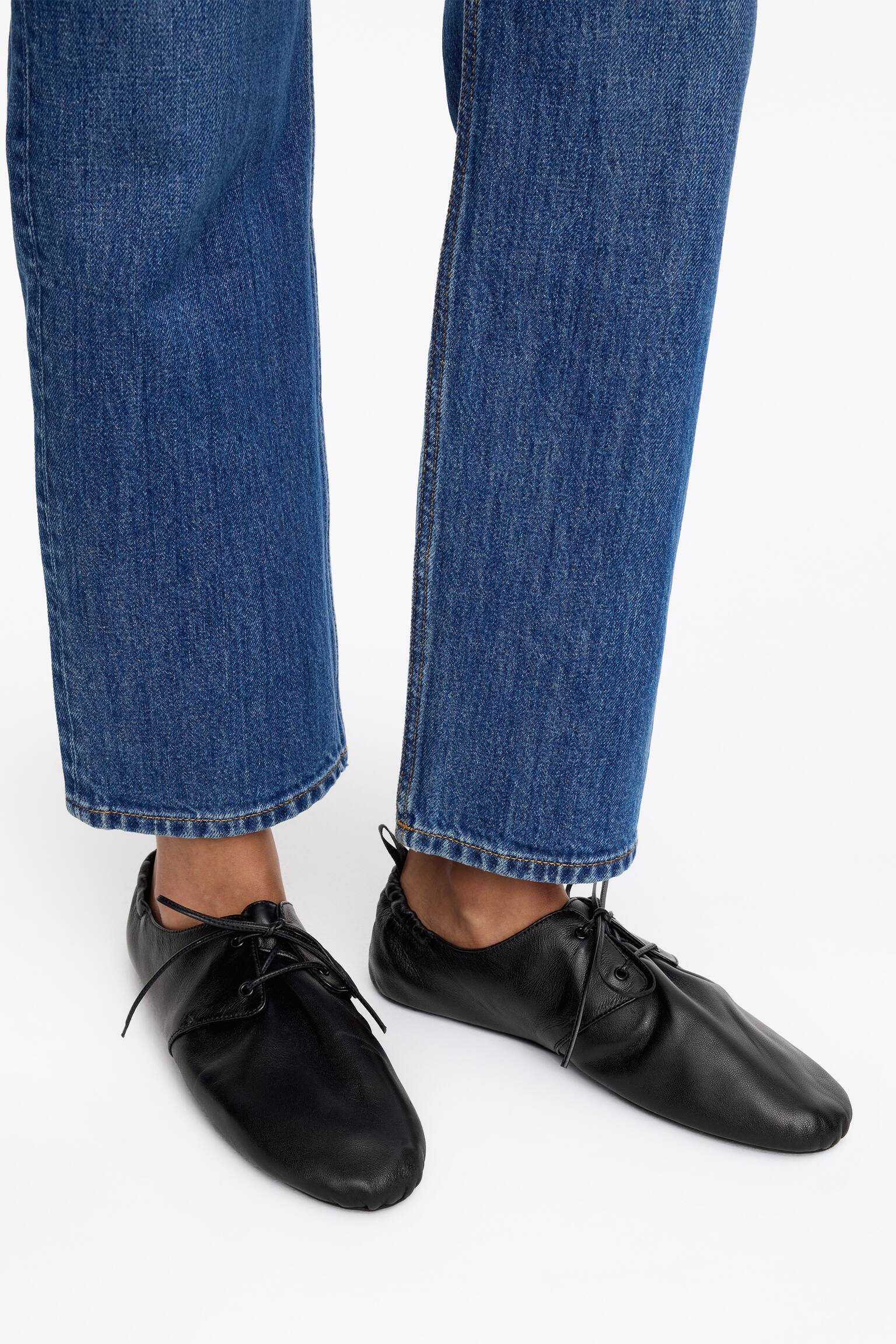 Zapatos de piel suave con cordones - Negro/Amarillo empolvado - 1