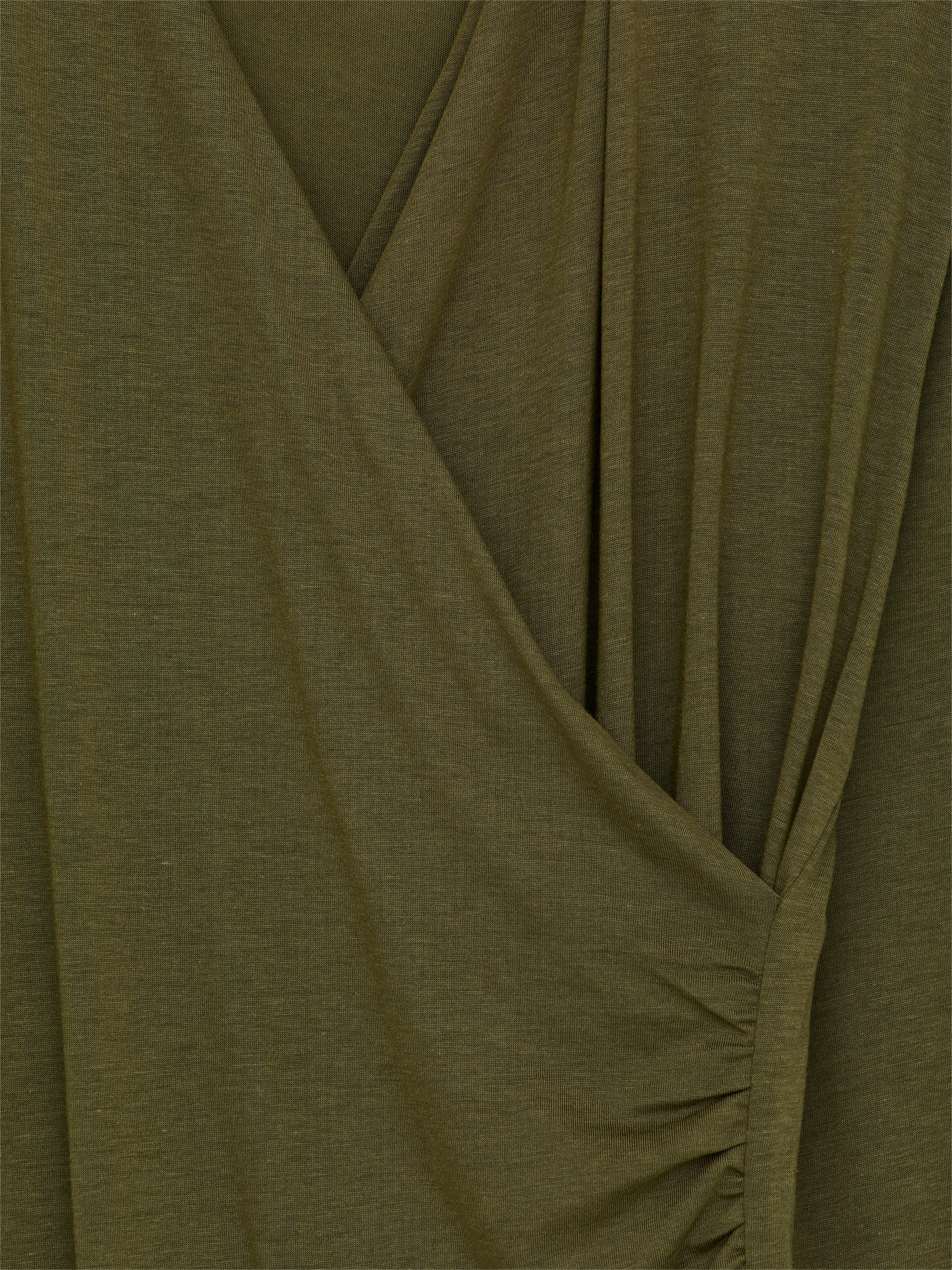 Wrap Lyocell-Cotton Top - Khaki Green - Slim fit - Women - StillMedia/DescriptiveDetail - 1