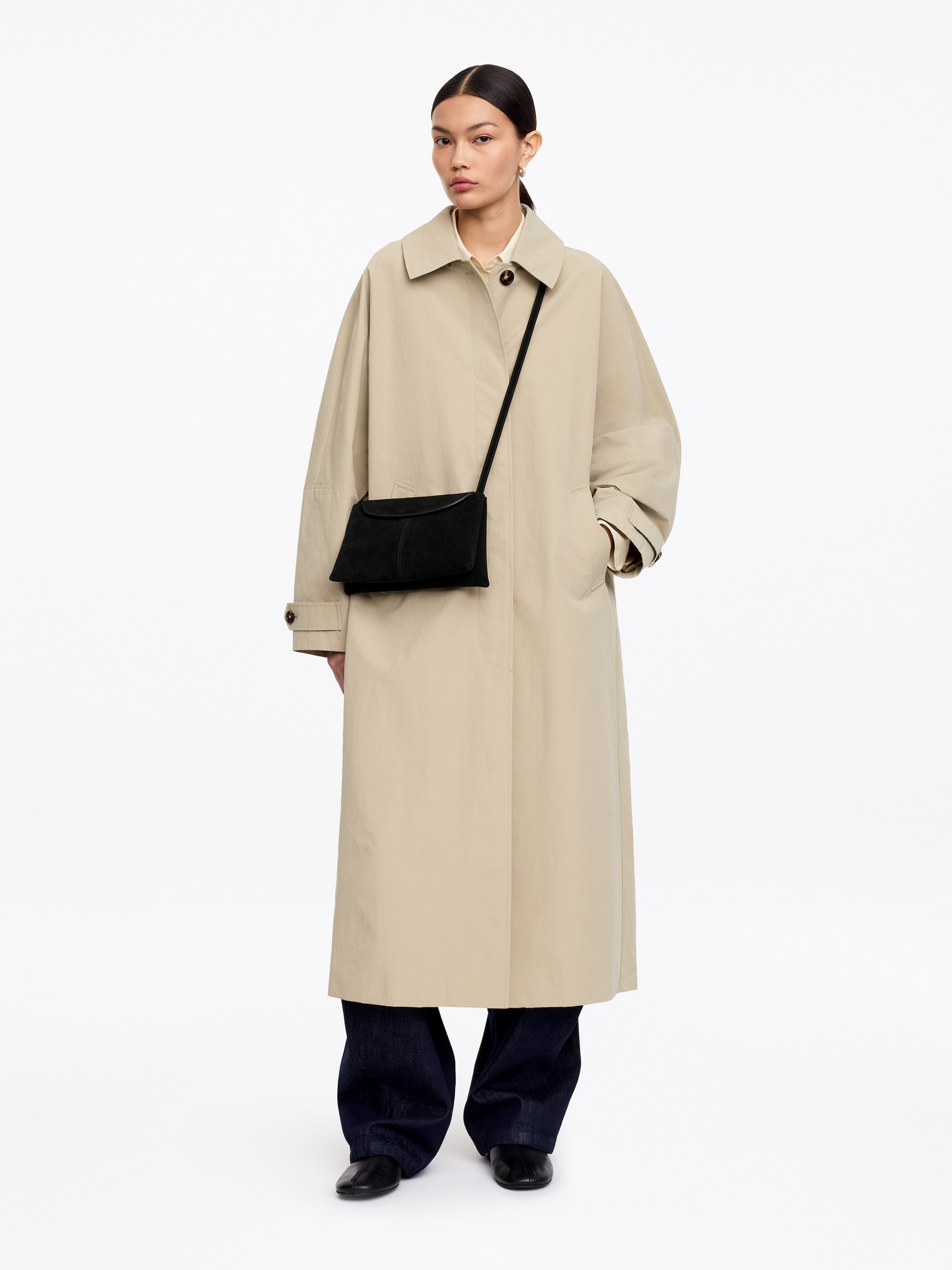 Sac bandoulière en croûte de cuir suédé - Noir - Femme - StillMedia/Lookbook - 6