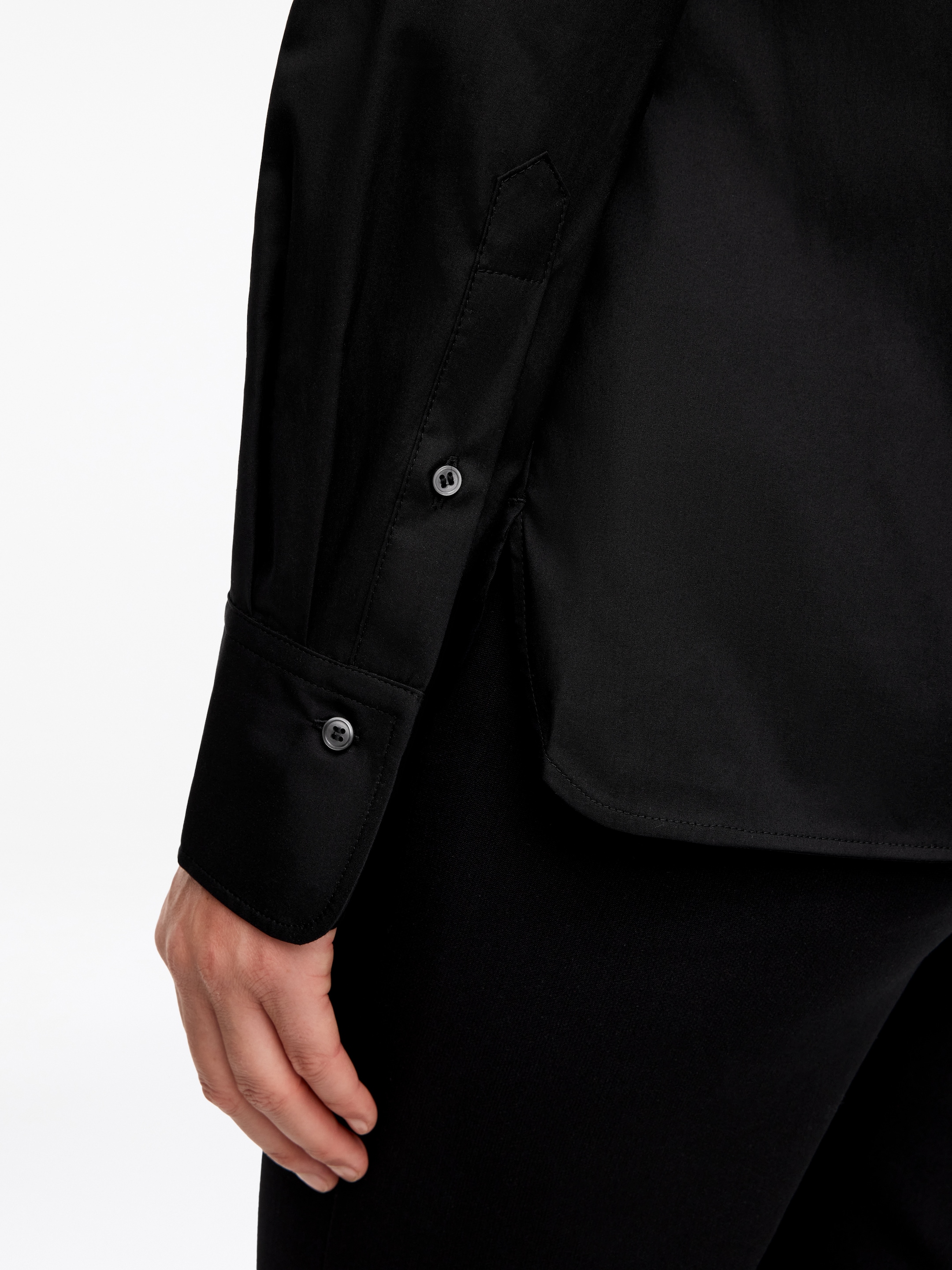 Slim Stretch Cotton Shirt - Black - Slim fit - Women - StillMedia/Lookbook - 4