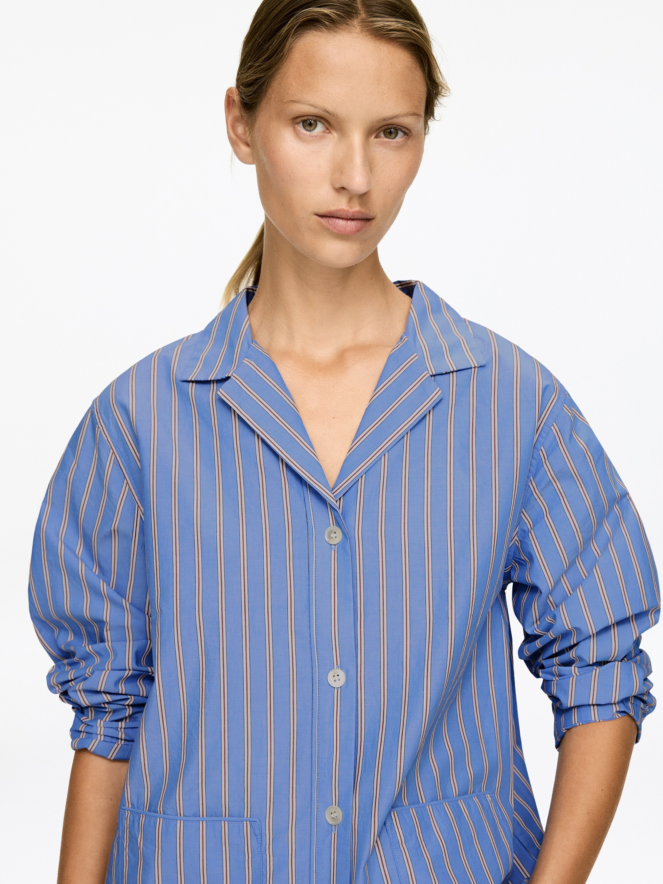 Agrandir l'image: Chemise en satin de coton - Bleu/Rayé - FEMME | H&M FR 5