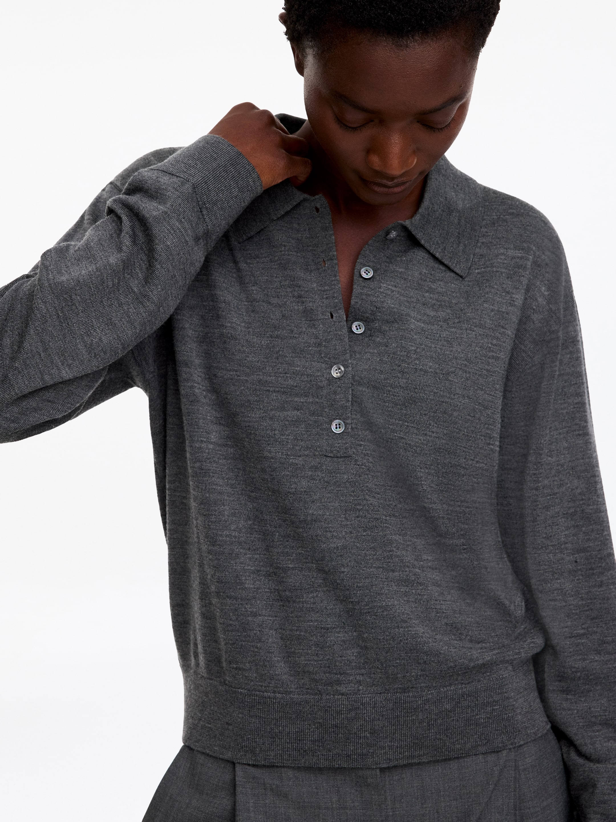 Poloshirt aus Merinowolle - Grau - Regular Fit - women - StillMedia/Lookbook - 2