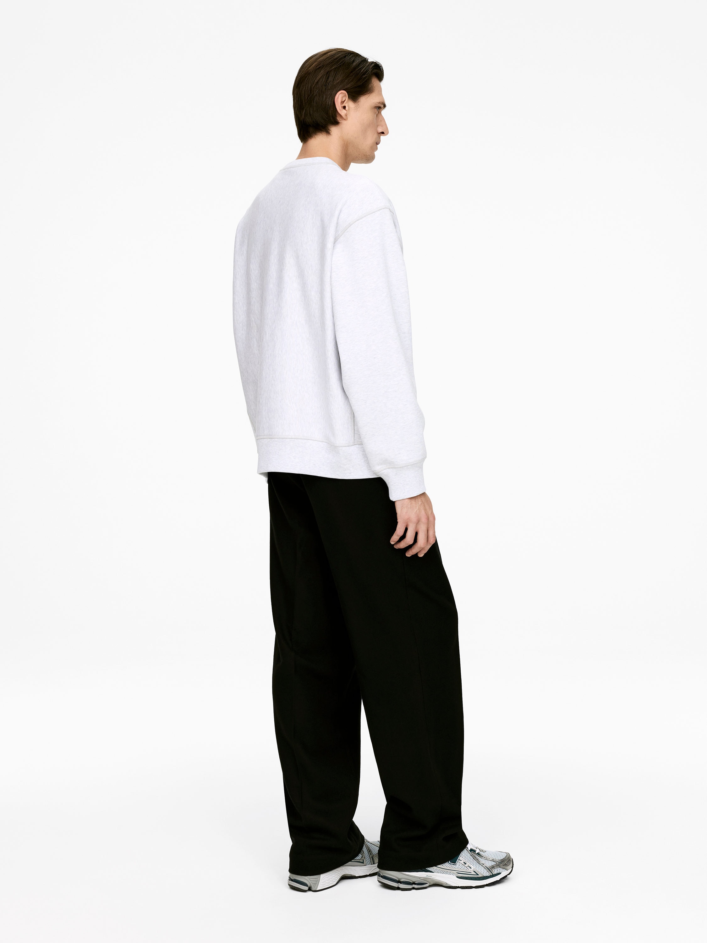 Relaxed Heavyweight Sweatshirt - Grey Melange - Oversized - Men - StillMedia/Lookbook - 15