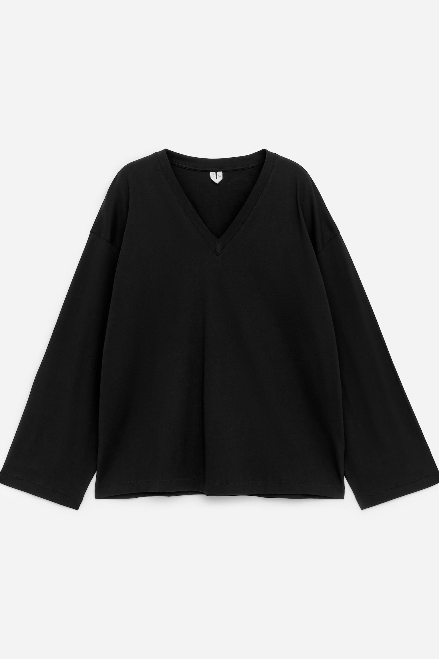 T-shirt avec encolure en V - Noir - 1