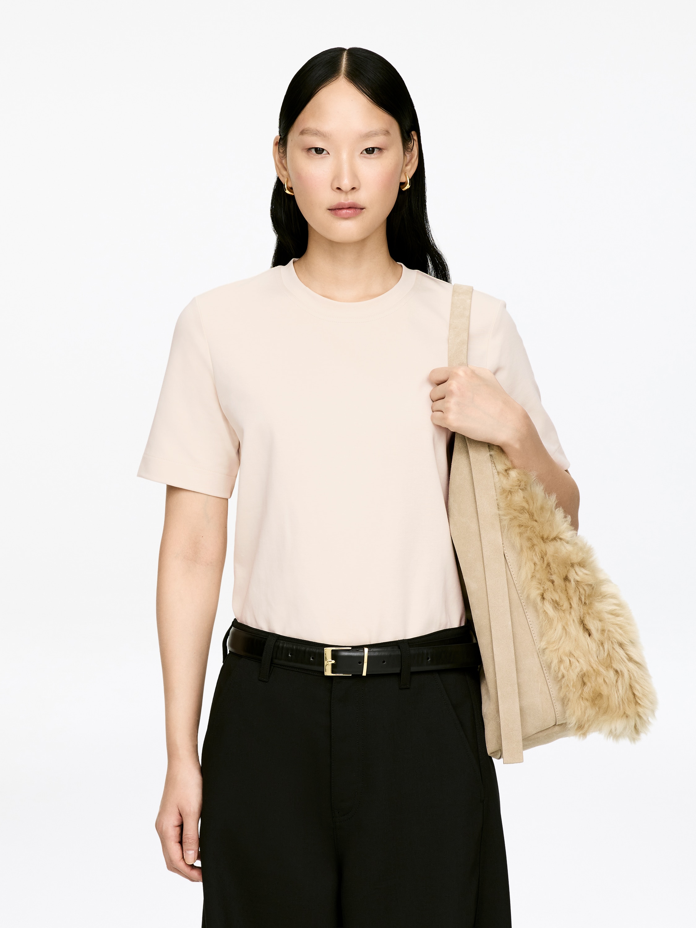 PEARL tričko z těžké látky - Světle béžová/White/Taupe/růžová/Black/Bordó/Grey Melange/Tmavě hnědá