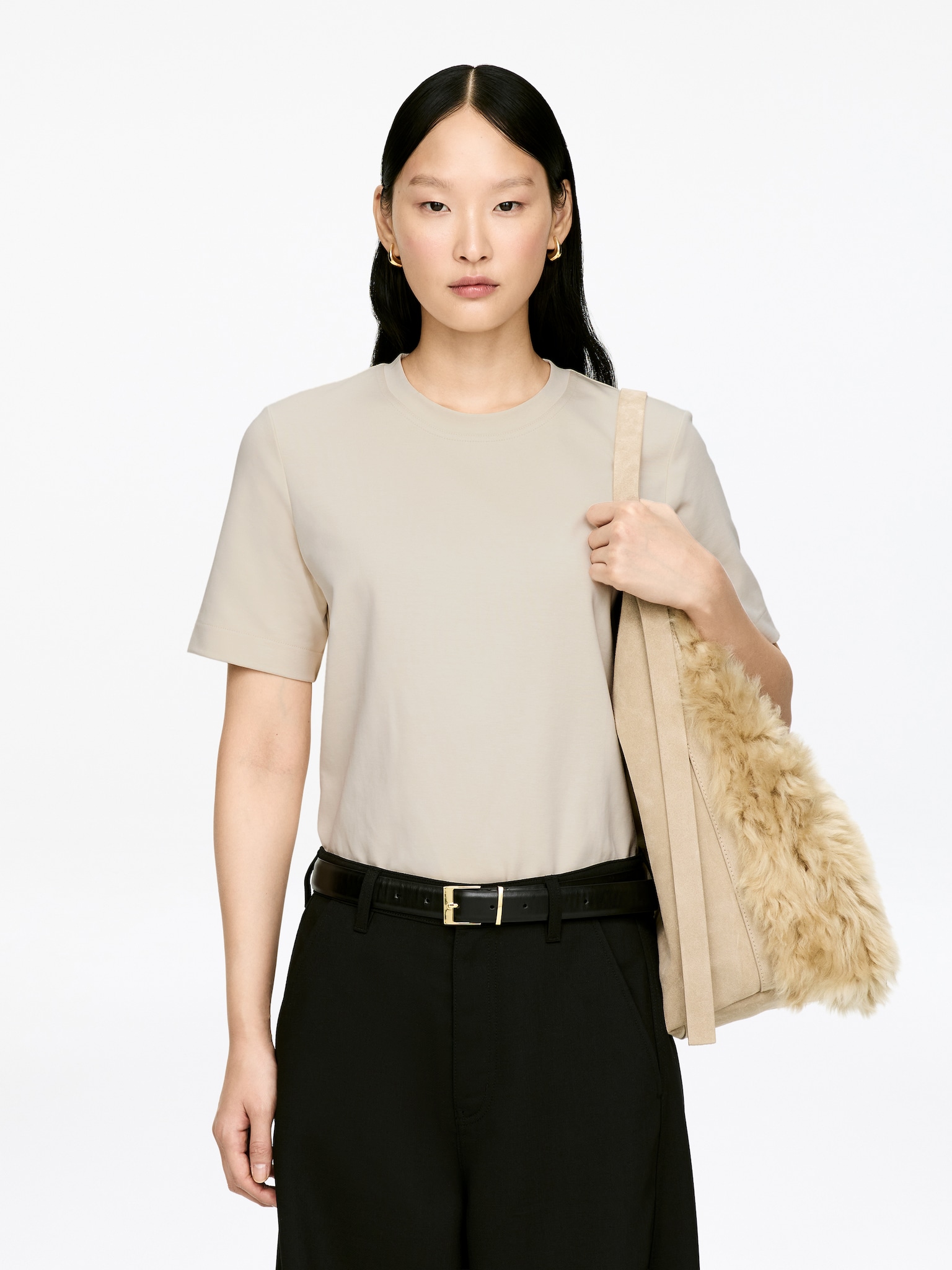 PEARL Heavyweight T-Shirt - Light Beige/Taupe/White/Pink/Black/Grey Melange/Burgundy/Dark Brown - 1