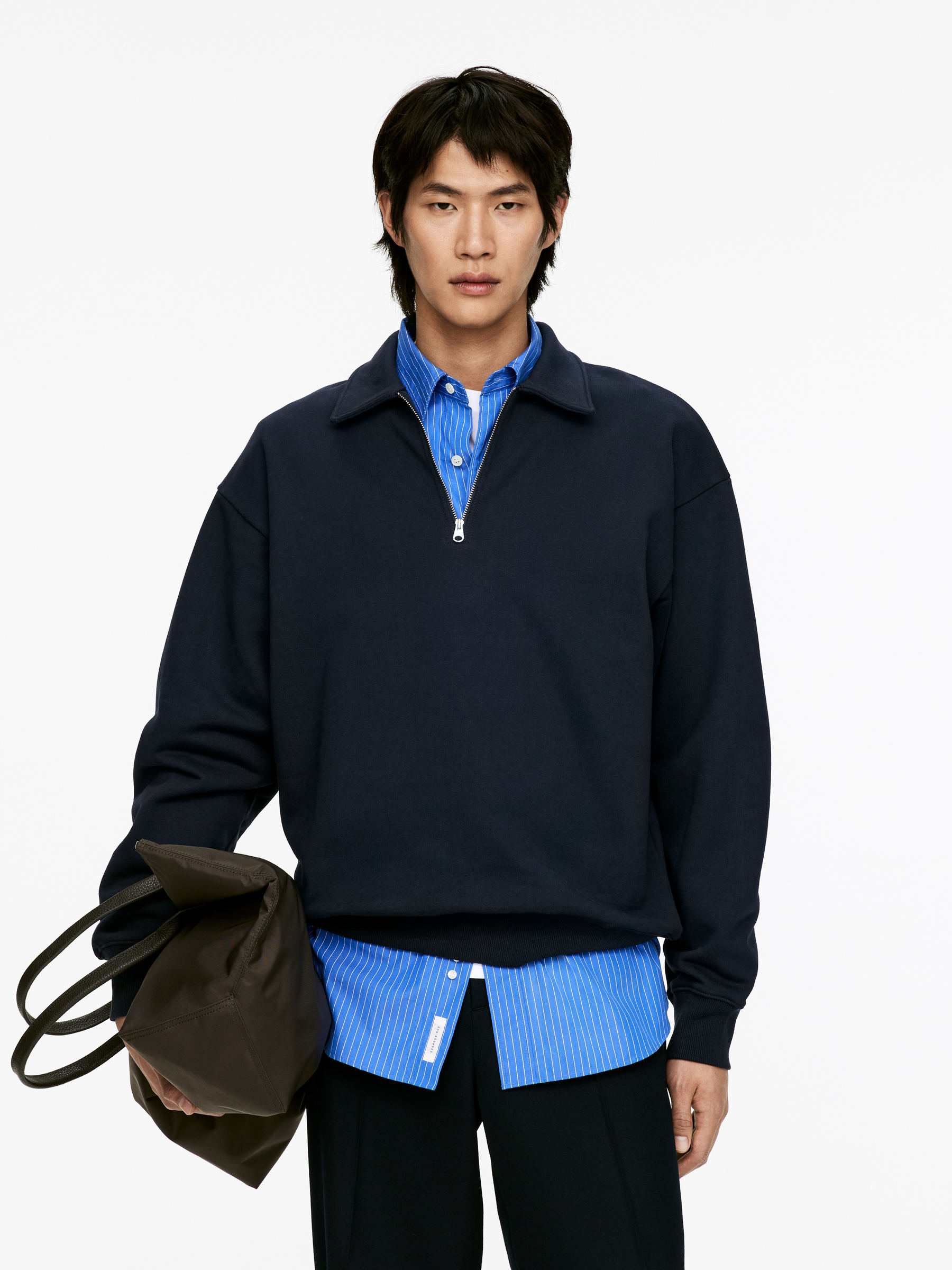 Half Zip Cotton Sweatshirt-#272930-16400