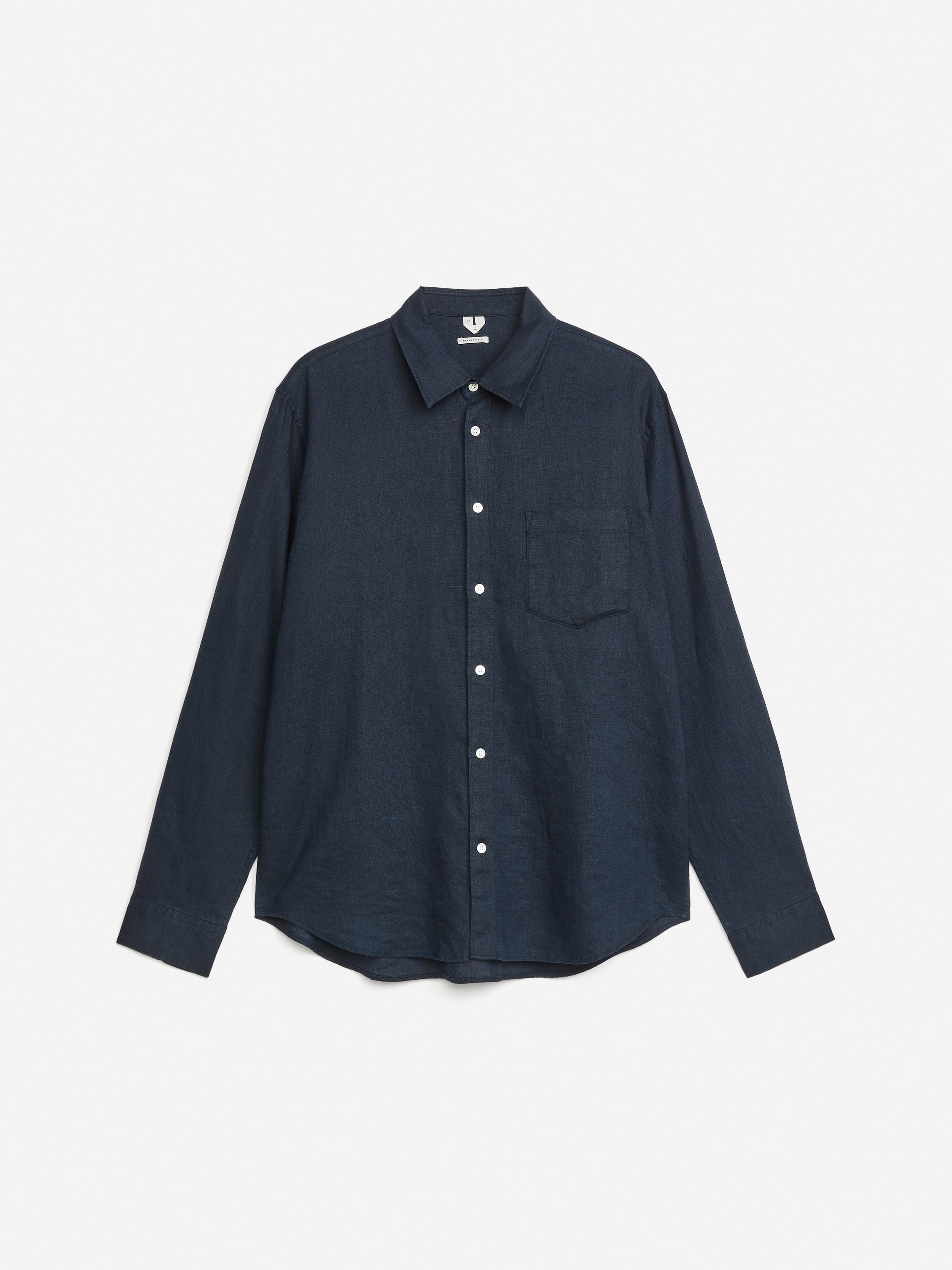 Leinenhemd mit normaler Passform - Dunkelblau/Beige/Blassgrün/Dunkelgrün/Weiß