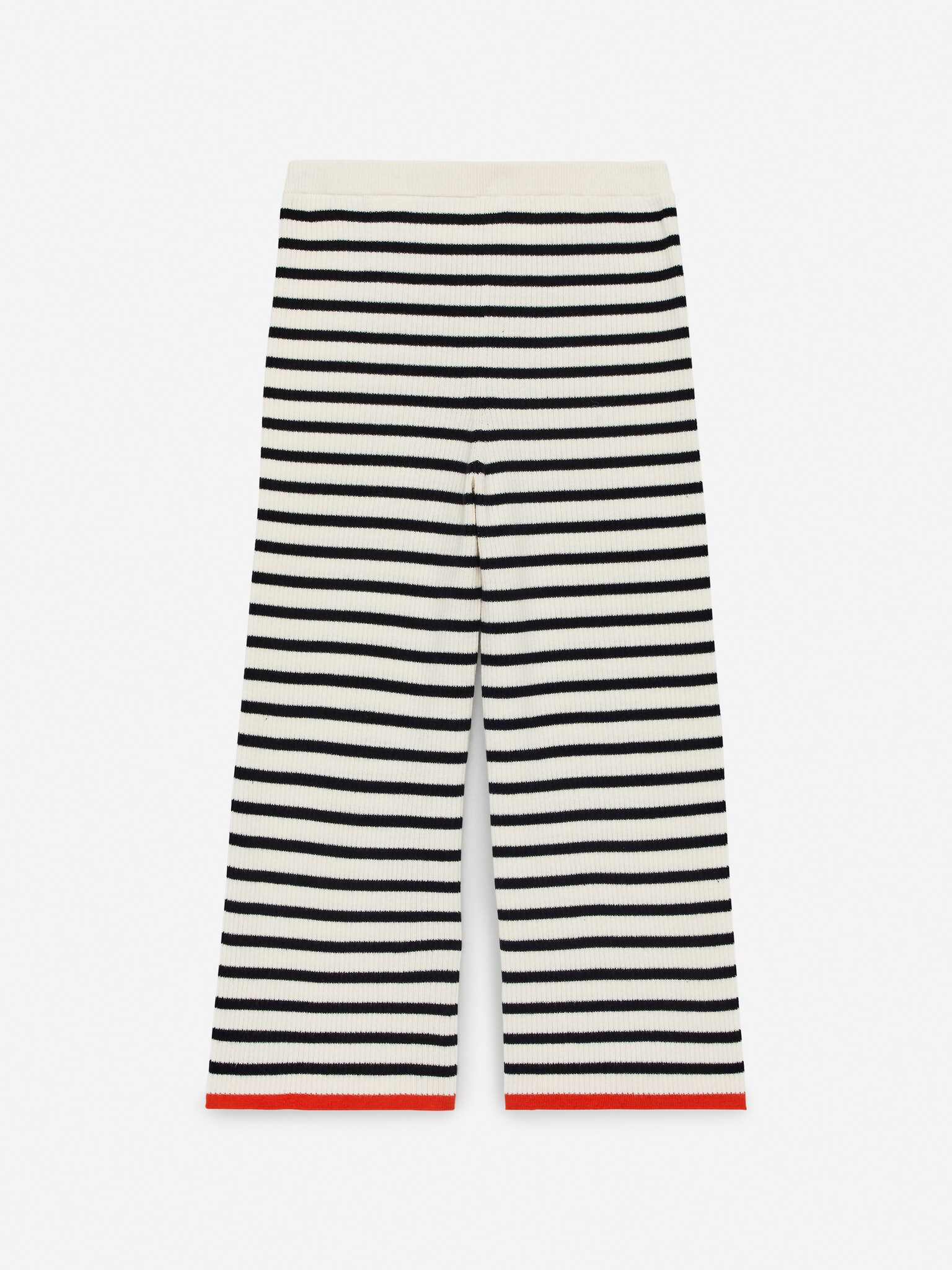Ribbstickad byxa - Vit/svart - 3