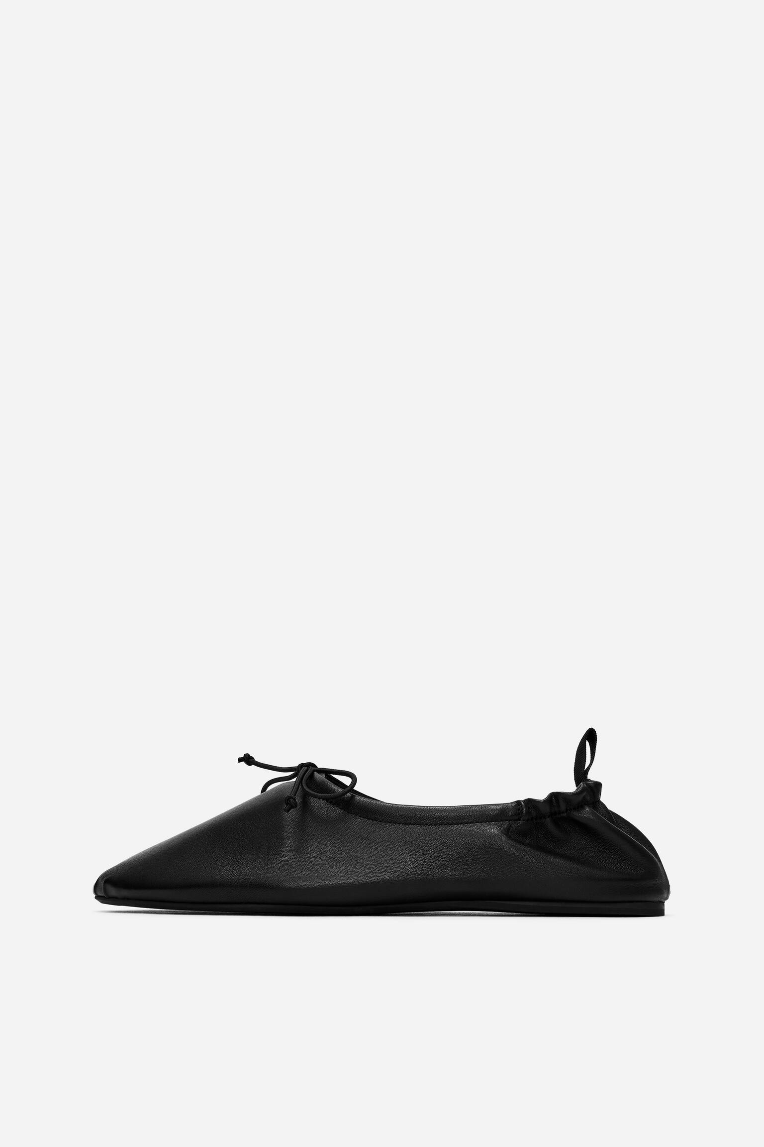 Sportieve leren ballerina's - Zwart - 4