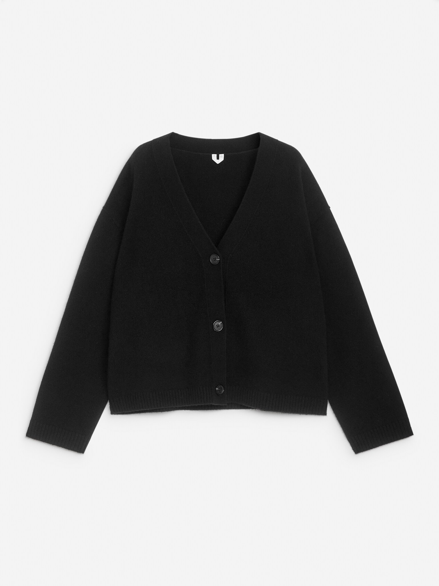 Cashmere-Wool Cardigan - Black/Grey Melange
