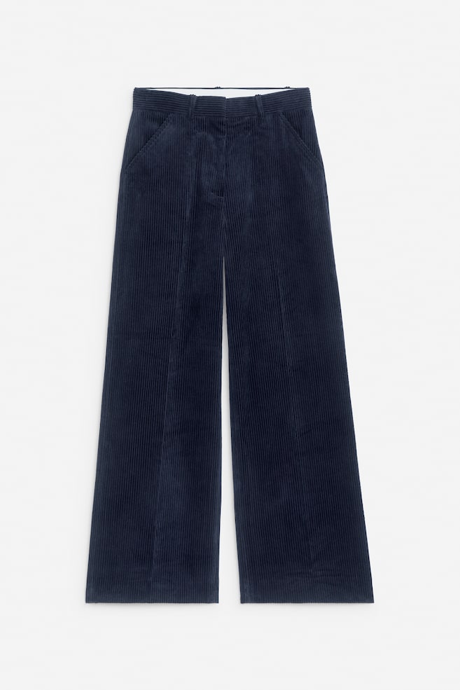 Wide-Leg Corduroy Trousers - Dark Blue/Burgundy - 1