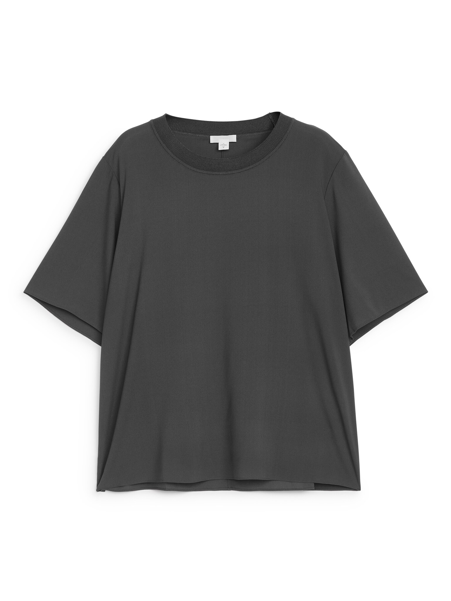 T-shirt in crêpe di seta - Grigio scuro/Blu scuro