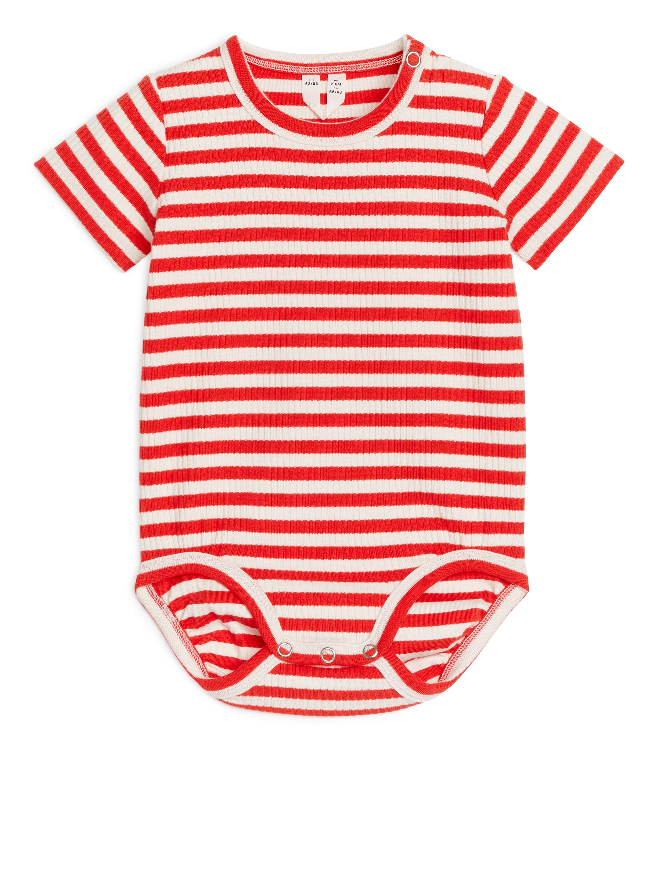 Short-Sleeved Cotton Bodysuit - Czerwony/Złamana biel - Wąski fason - Children - StillMedia/DescriptiveStillLife - 2