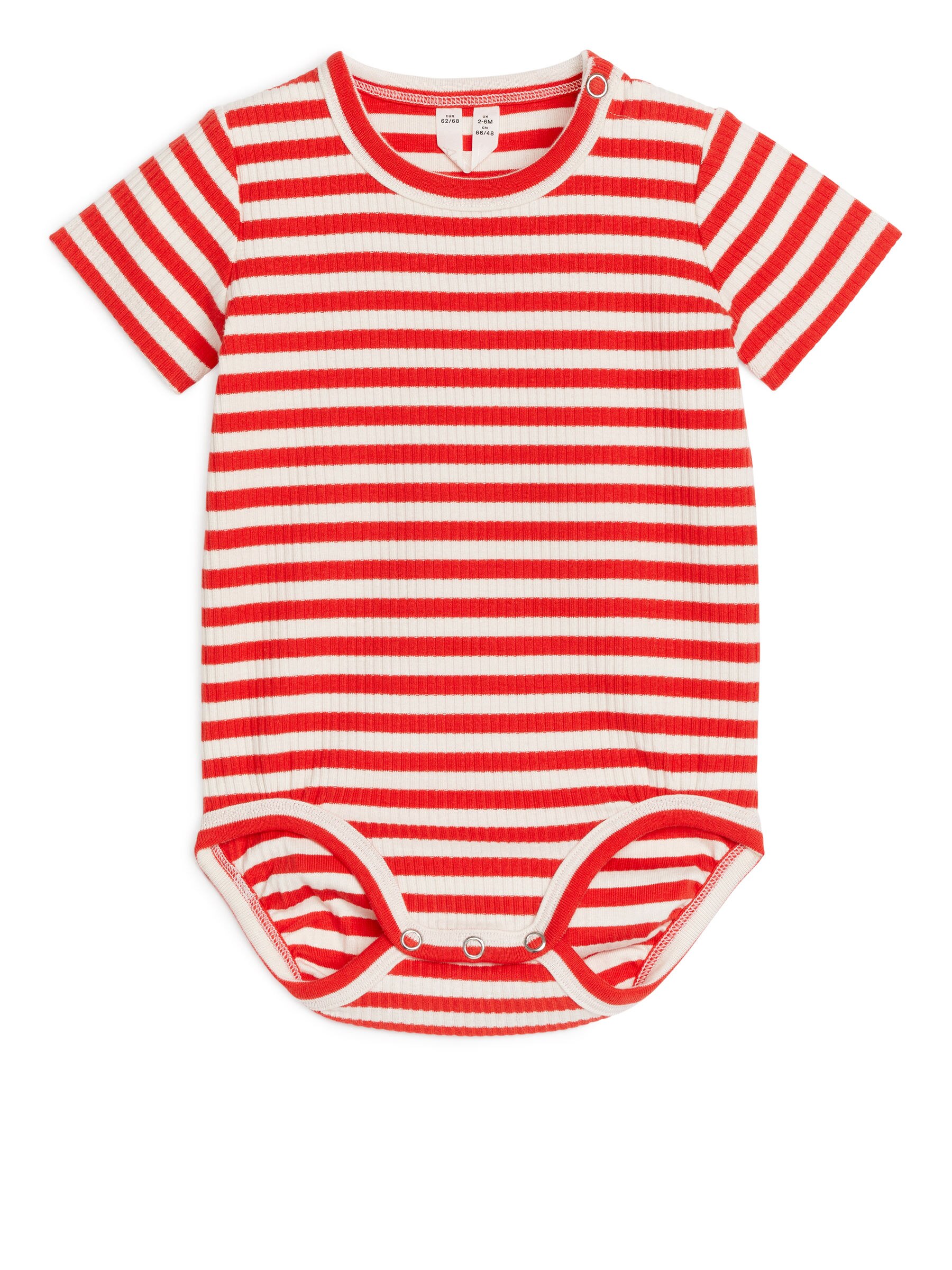 Short-Sleeved Cotton Bodysuit - Czerwony/Złamana biel - Wąski fason - Children - StillMedia/DescriptiveStillLife - 2