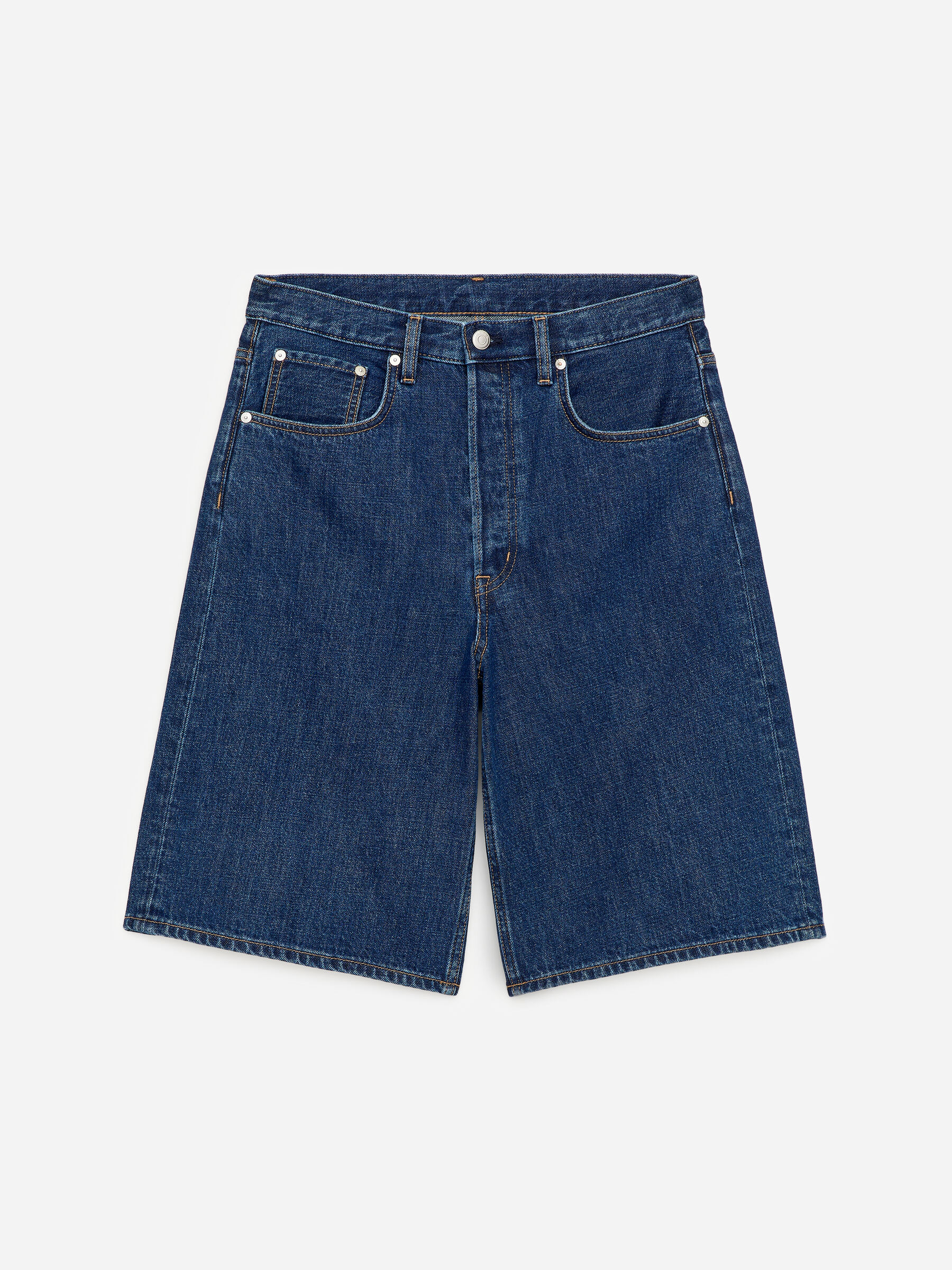 Long Denim Shorts-#3E64A7-18995