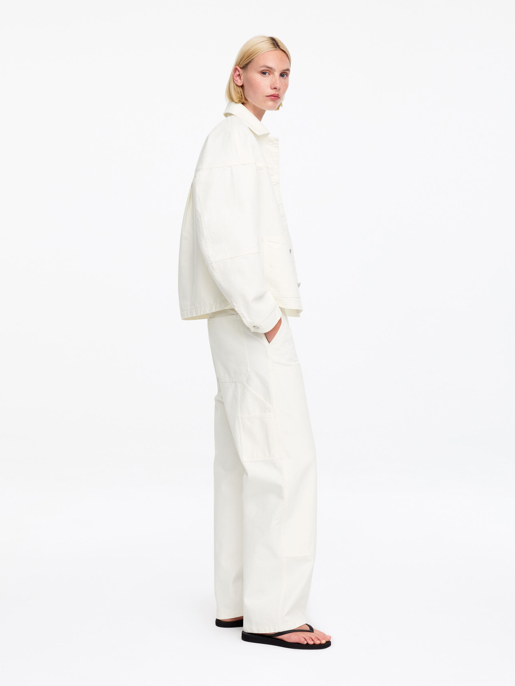 ARKET and Laila Gohar Work Trousers - Off White - Loose fit - Women - StillMedia/Lookbook - 6