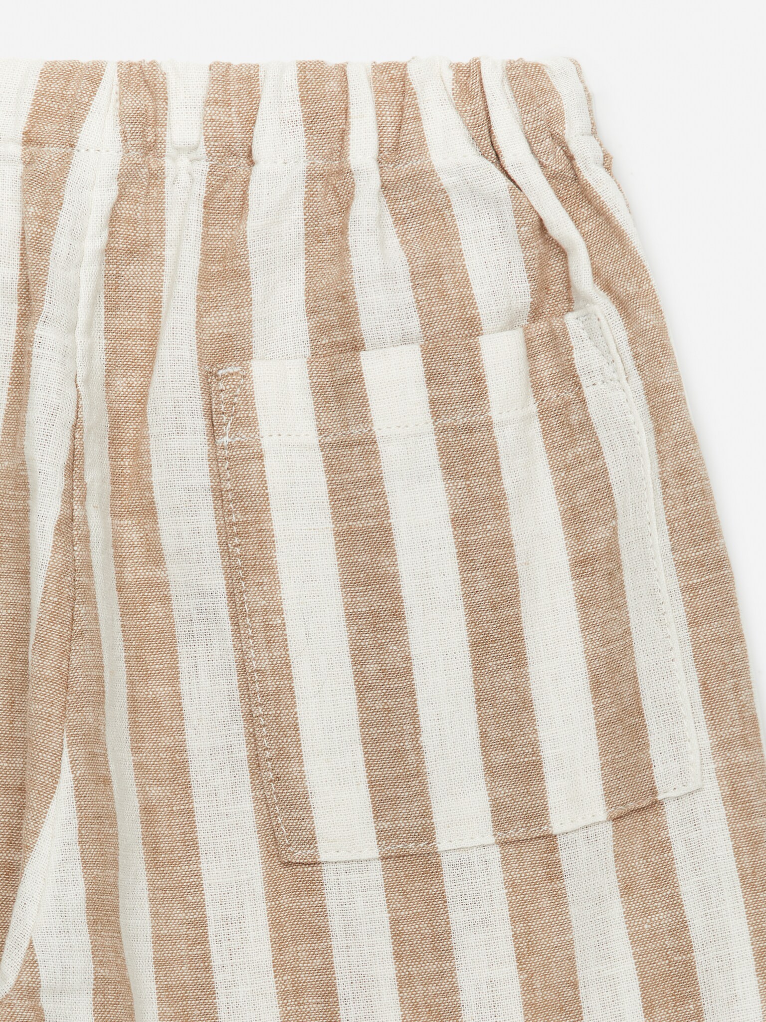 Панталони от лен и памук - Бежово/Бяло/Pink/White - 2