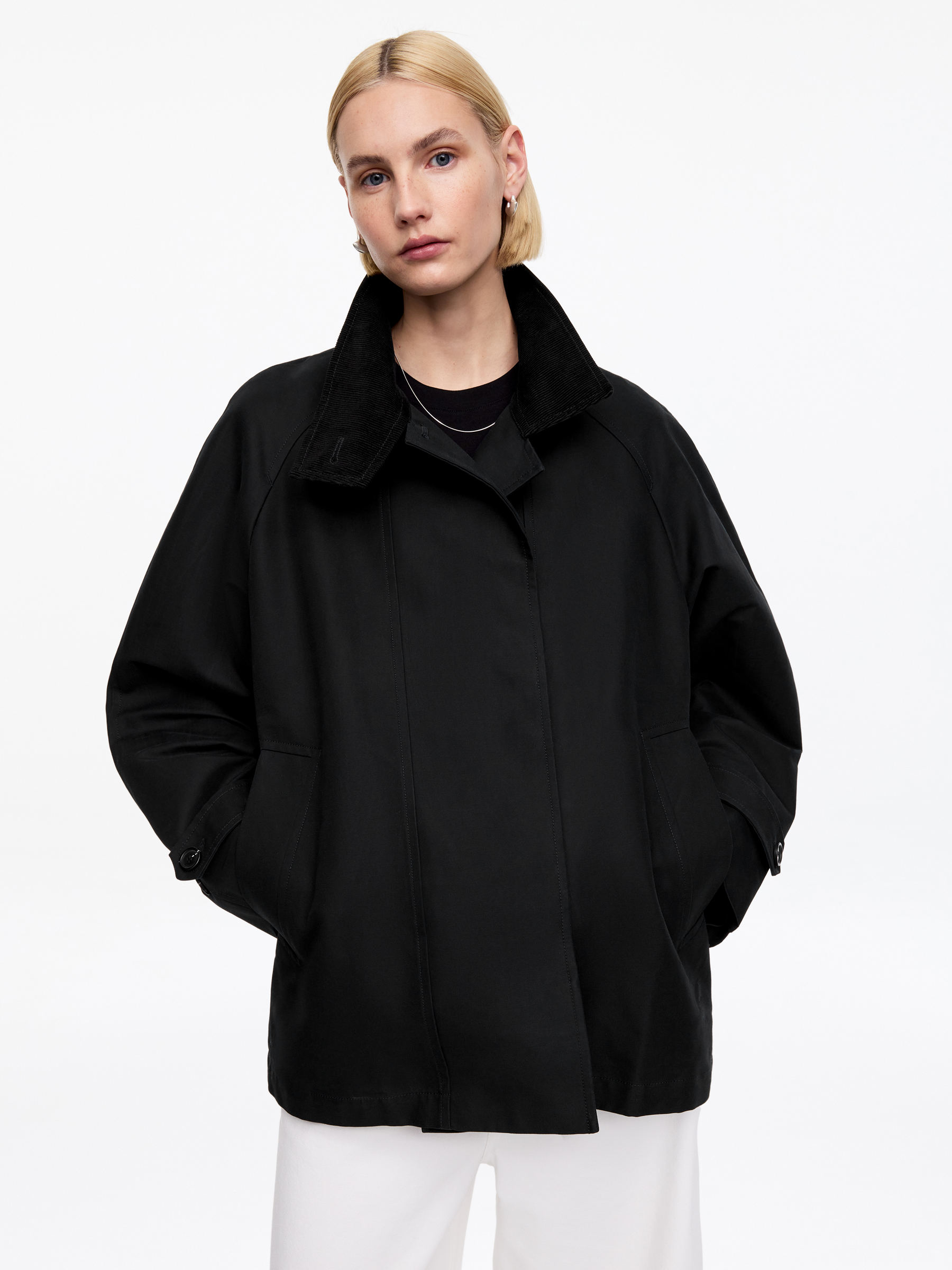 Corduroy-Collar Jacket - Black - Loose fit - Women - StillMedia/Lookbook - 12