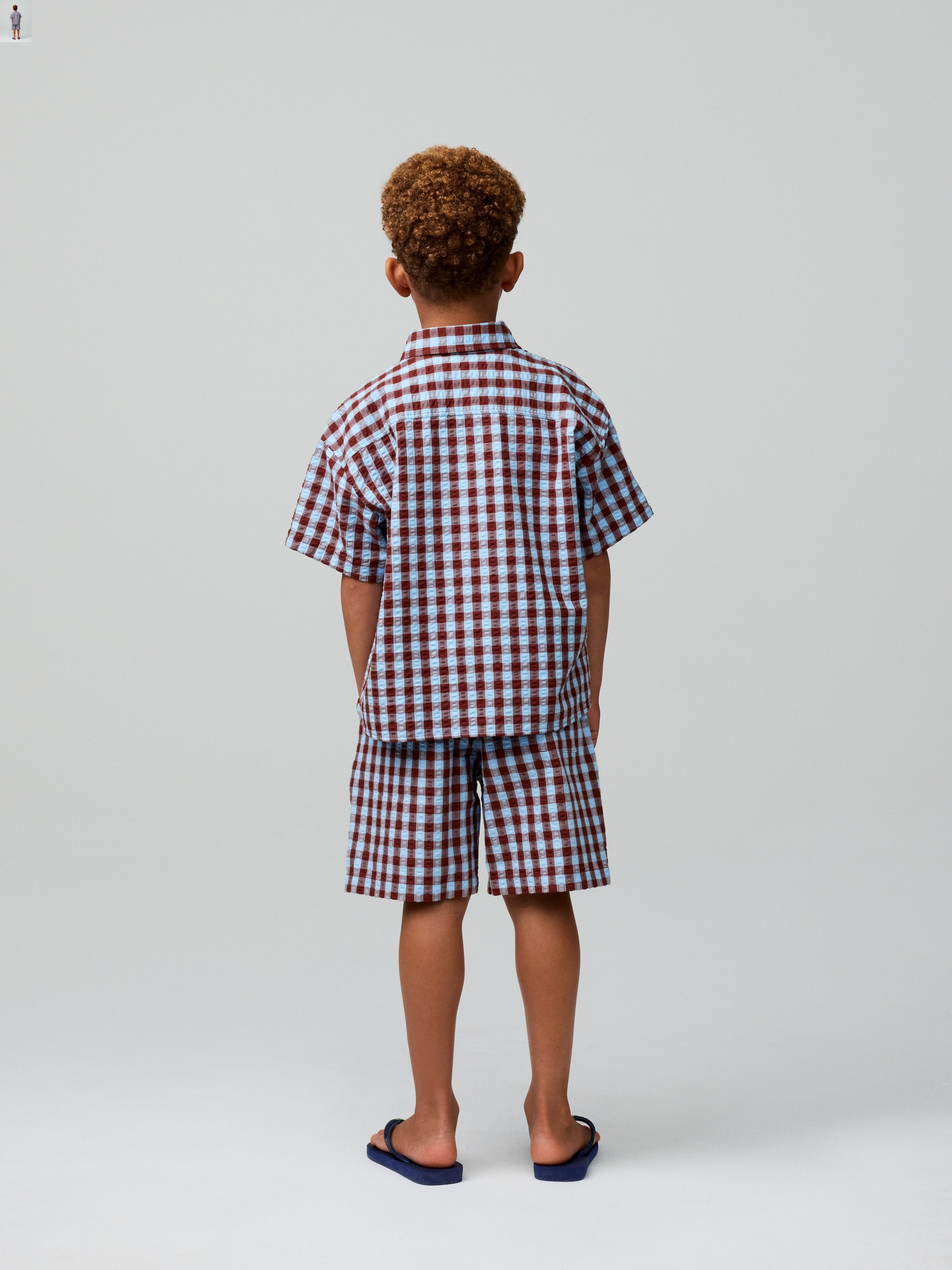 Short en seersucker - Bleu/Marron - Regular fit - Enfant - StillMedia/Environmental - 1