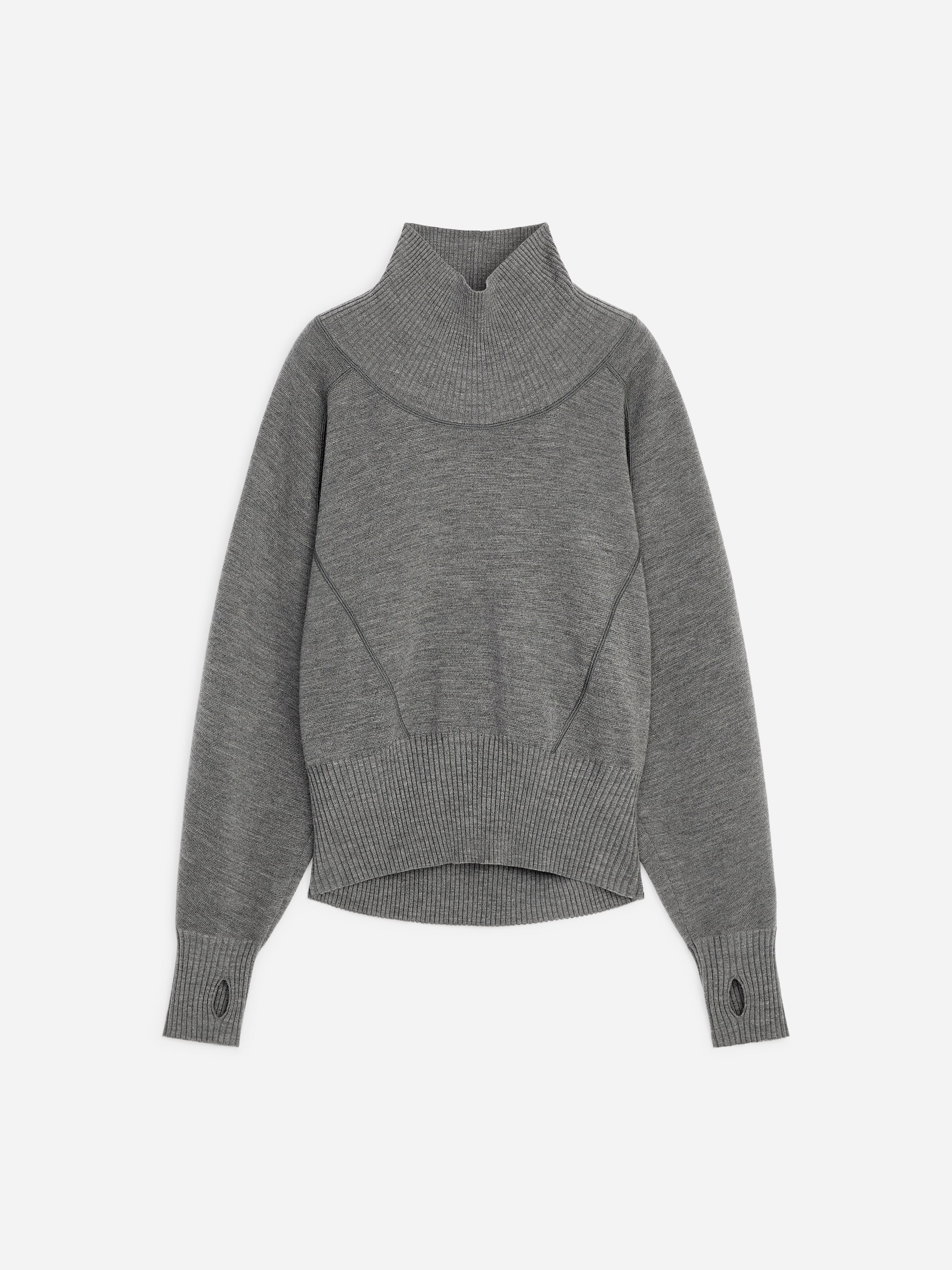 Pullover aus Merinowolle mit Stehkragen - Graumeliert - Loose Fit - women - StillMedia/DescriptiveStillLife - 1