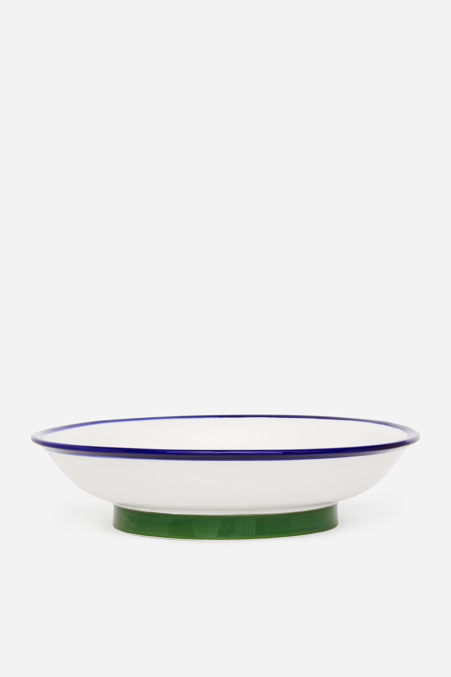Taça de cerâmica 30 cm - Branco/verde/azul - 1