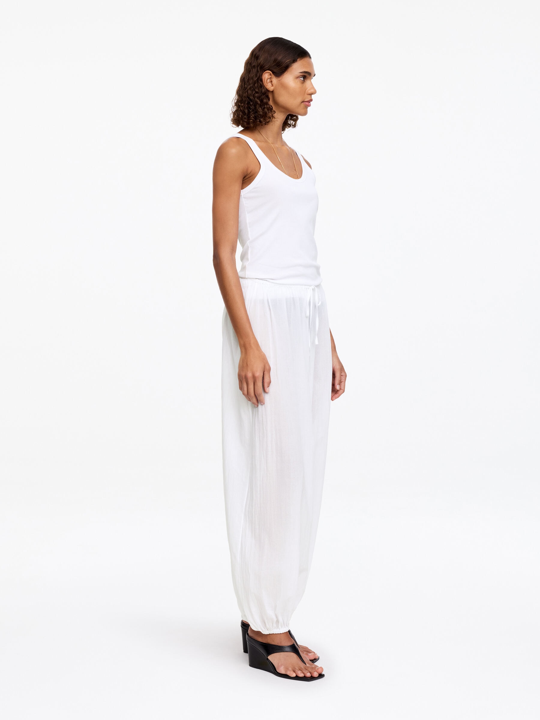 Ballongbyxor i bomull - Vit - Loose fit - Women - StillMedia/Lookbook - 3
