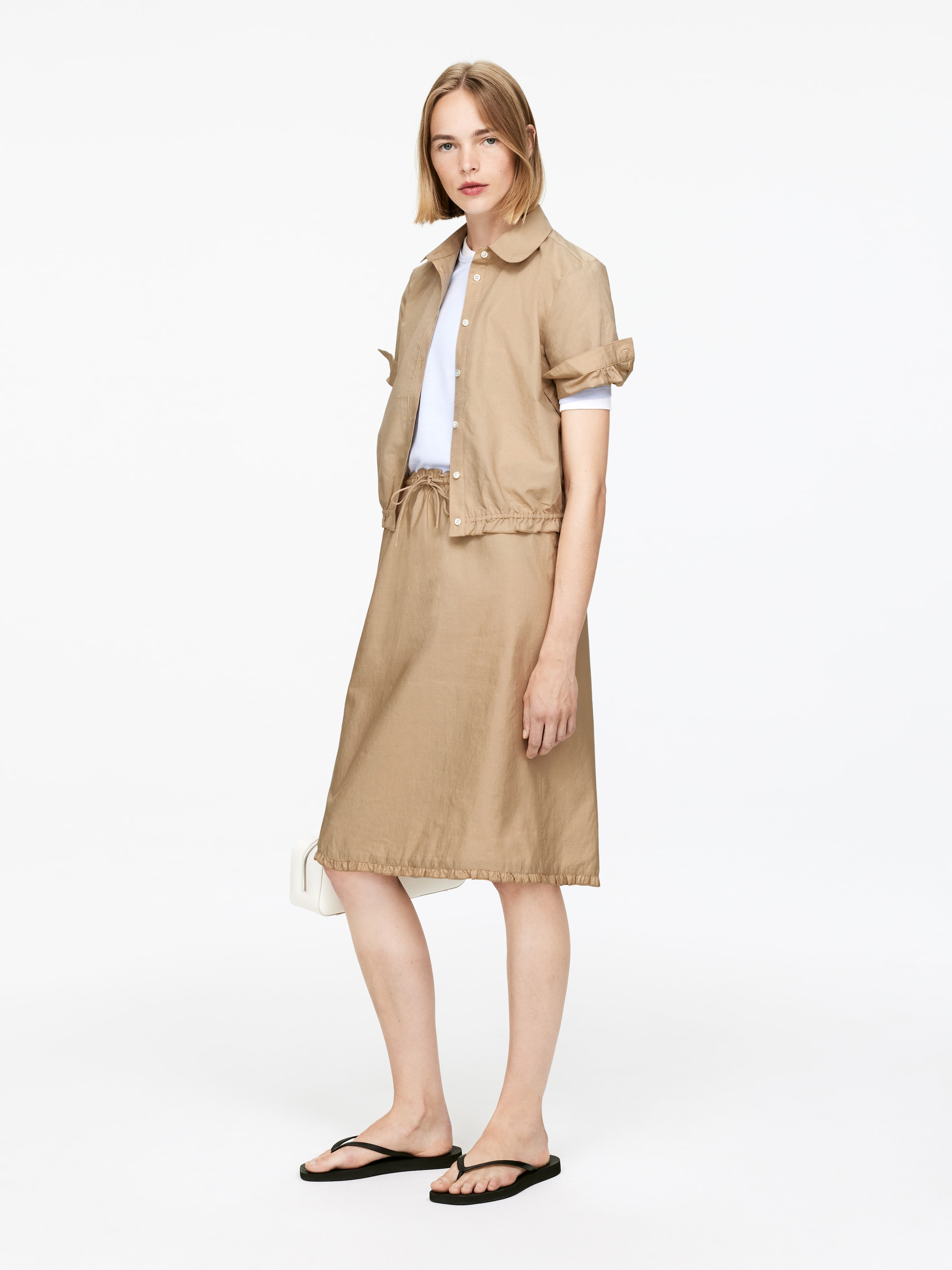 Agrandir l'image: Jupe à volants en lin et coton - Beige - FEMME | H&M FR 2