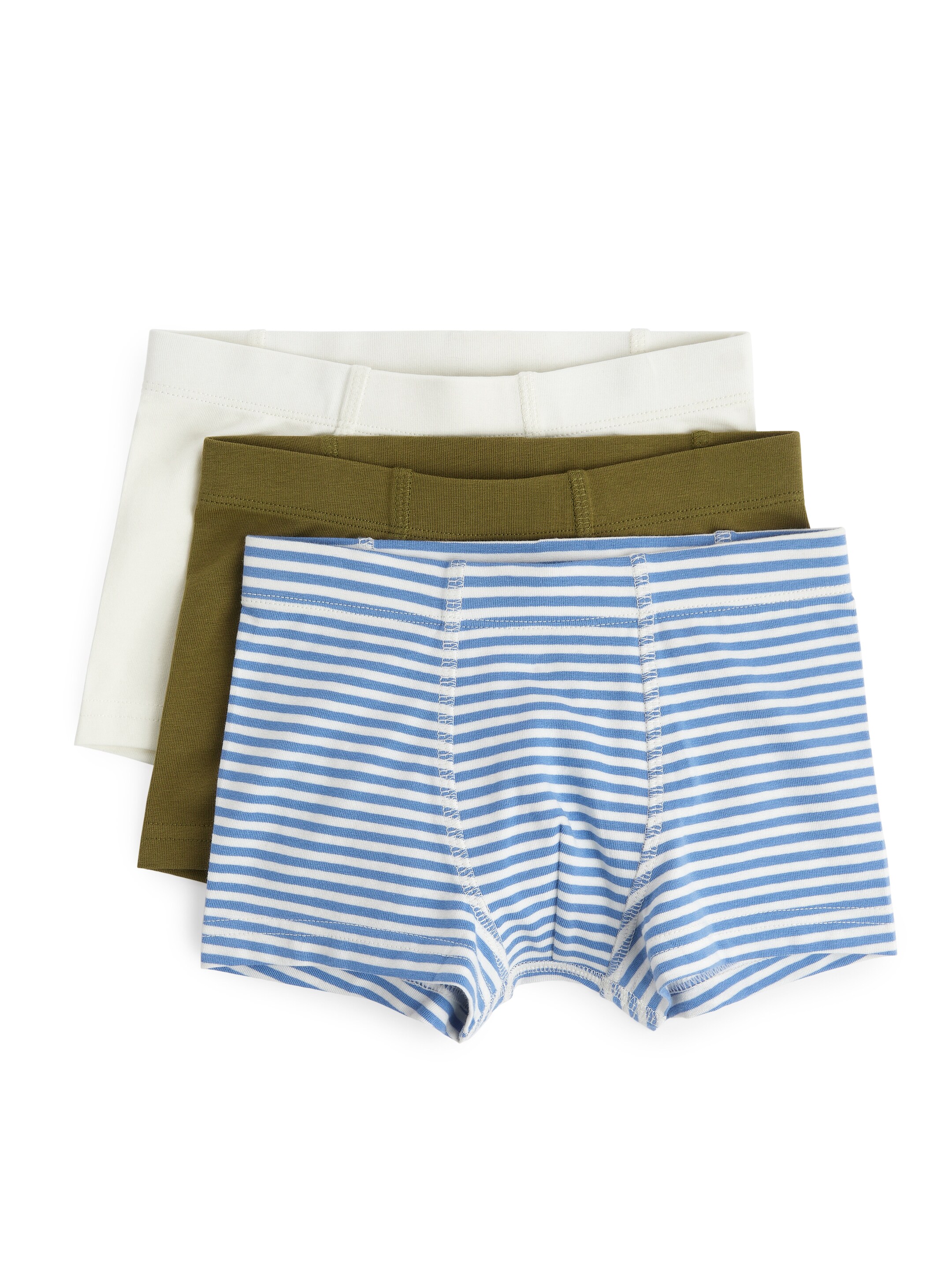 Trunks, 3-pack - Blå/vit/khaki - Slim fit - Children - StillMedia/DescriptiveStillLife - 4