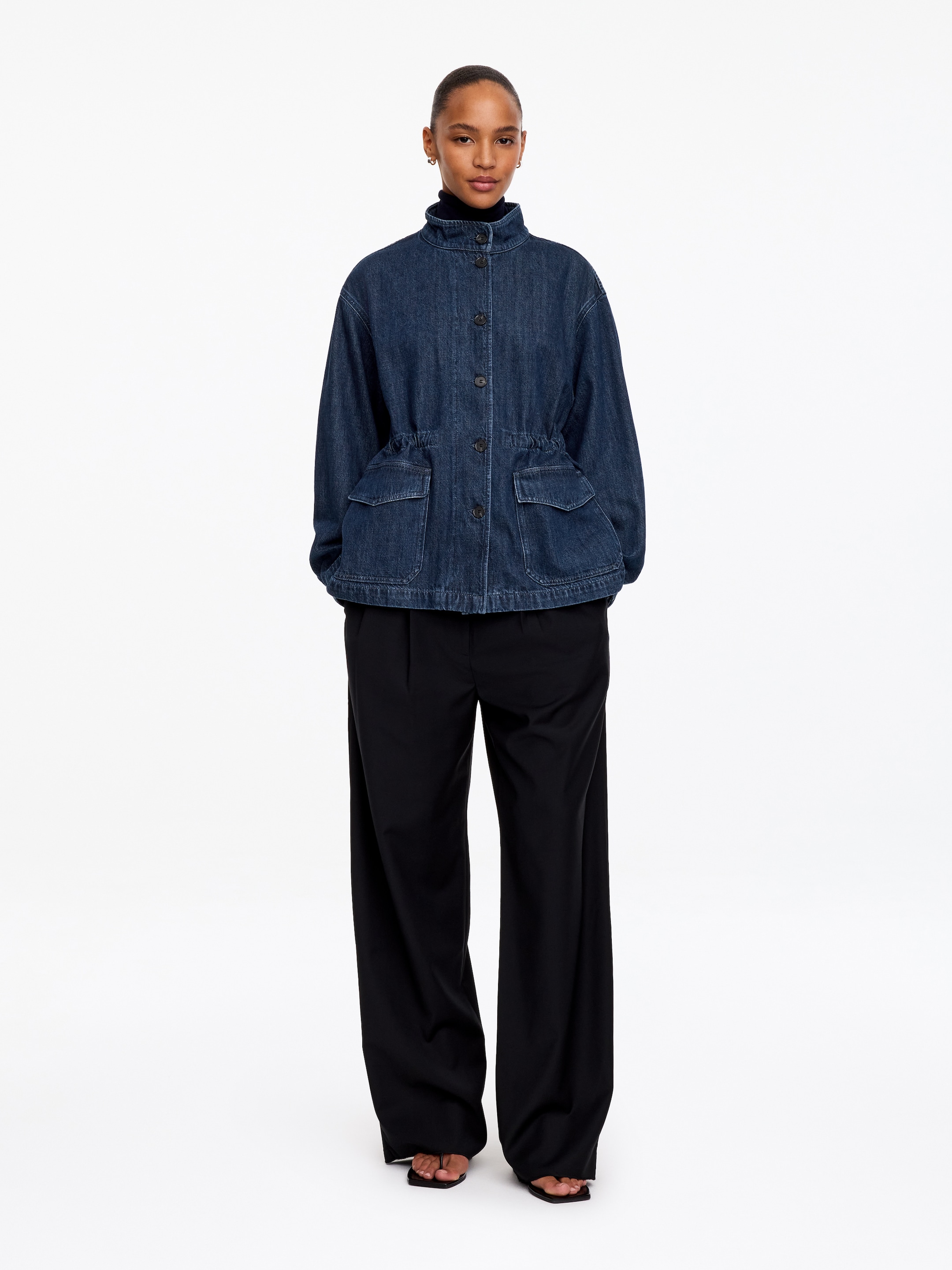 Cotton-Lyocell Denim Overshirt-Blue-21044