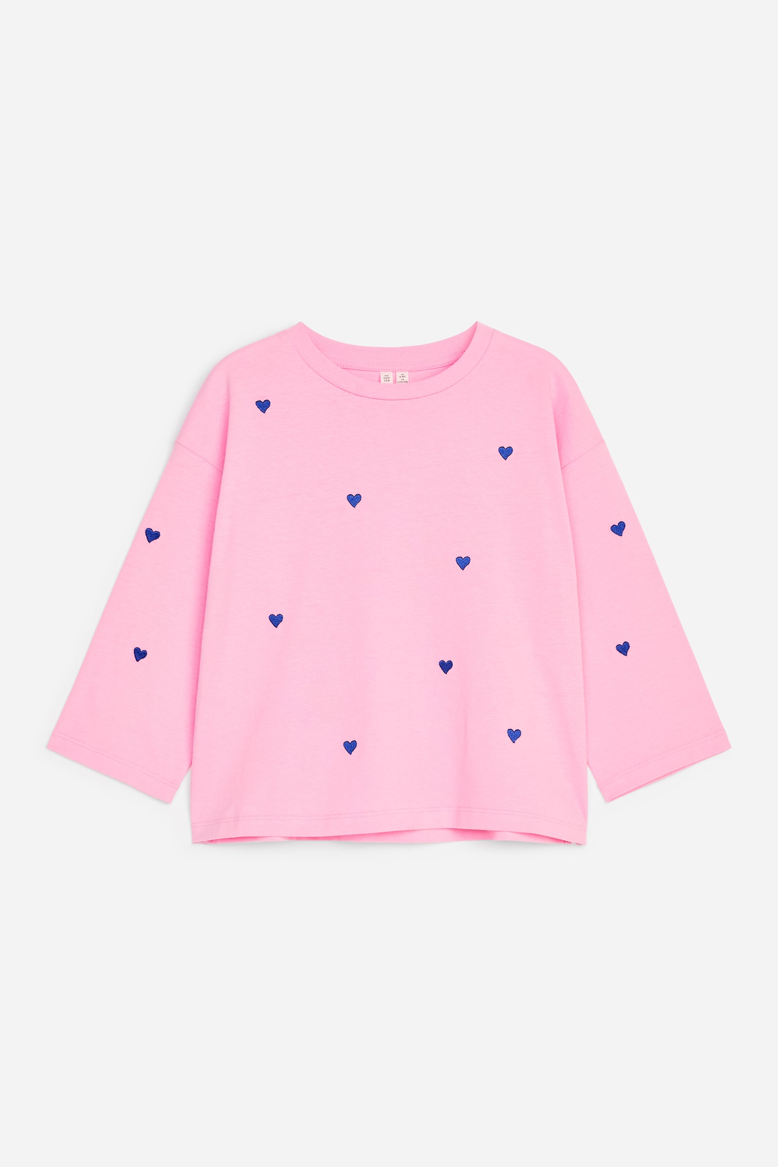 T-shirt décontracté - Rose/Cœurs bleus - 1