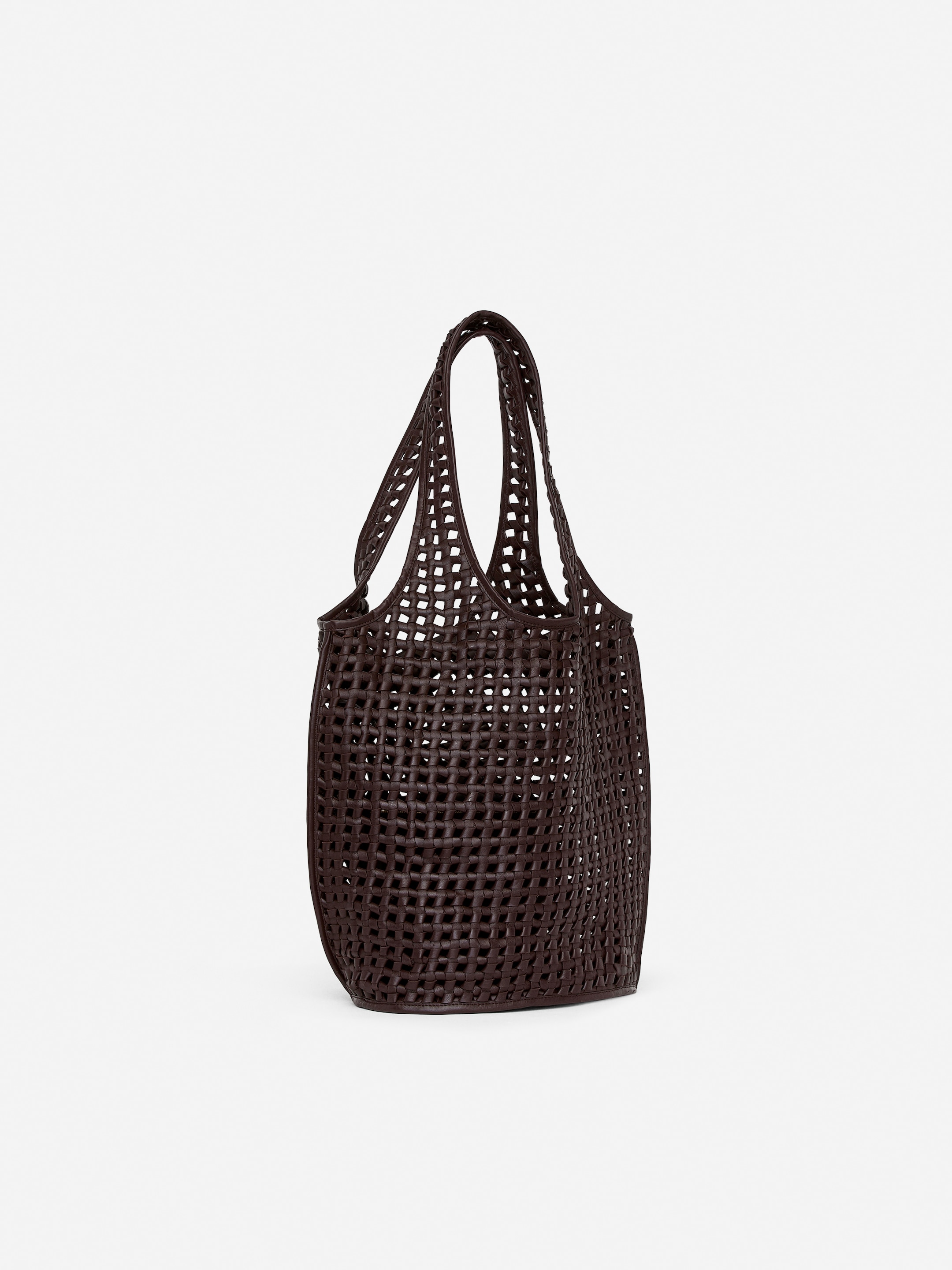 Bolso tote de piel de aspecto relajado - Marrón oscuro - Women - StillMedia/DescriptiveStillLife - 3