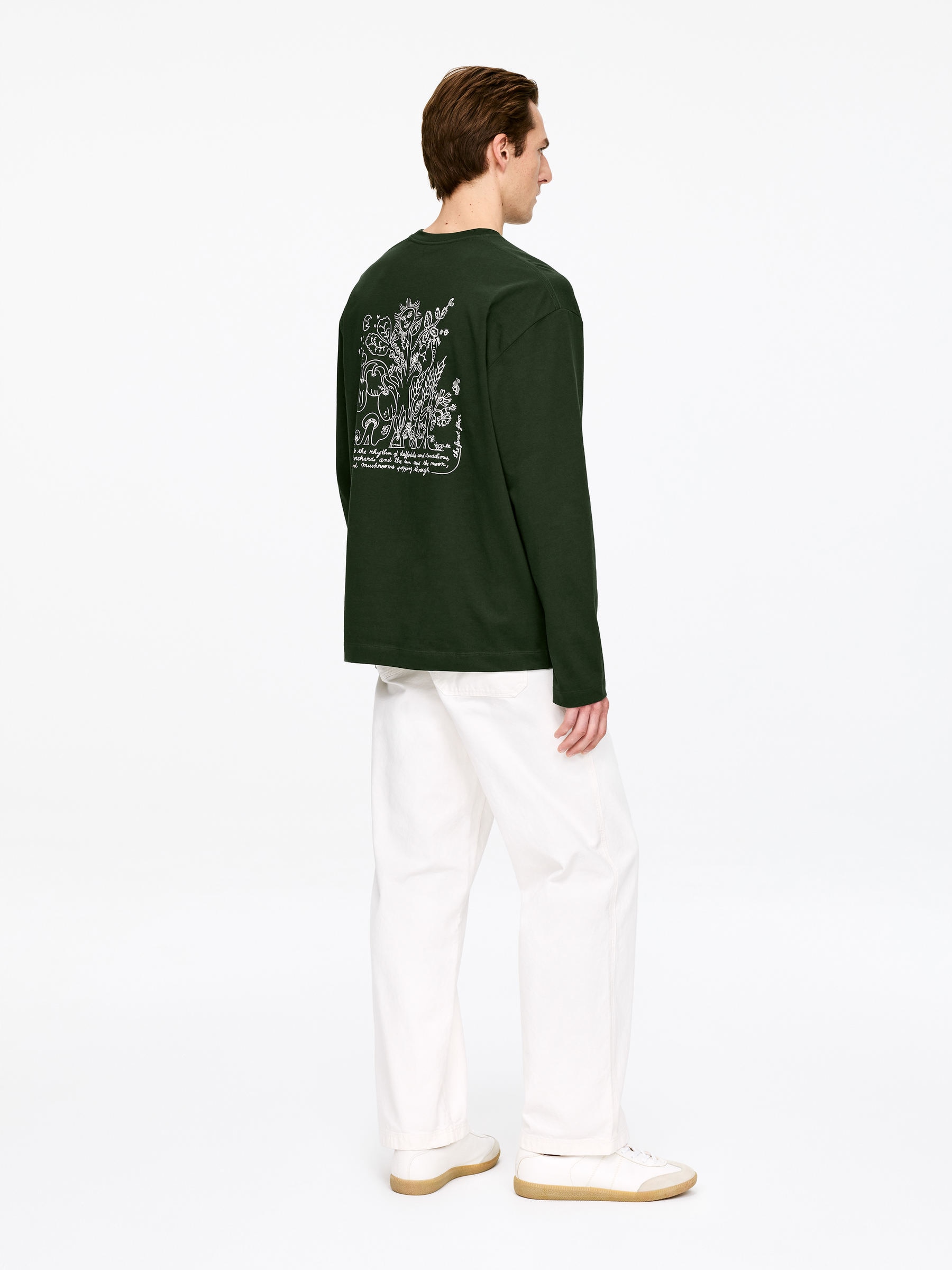 T-shirt à manches longues ARKET CAFÉ - Vert foncé - Loose fit - Café - StillMedia/Lookbook - 1