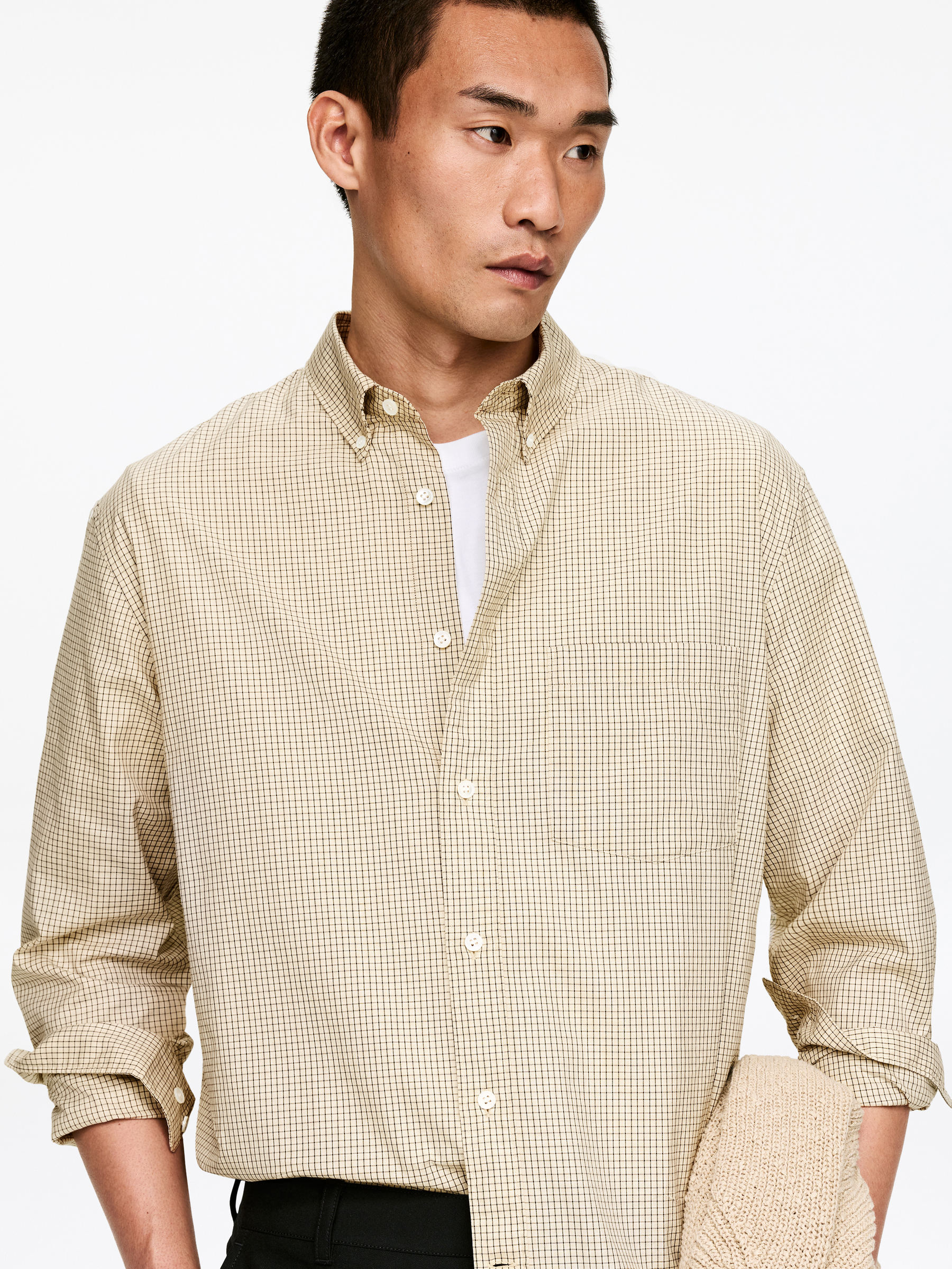 Lockeres Pinpoint-Hemd - Gelb - Relaxed Fit - Herren - StillMedia/Lookbook - 3