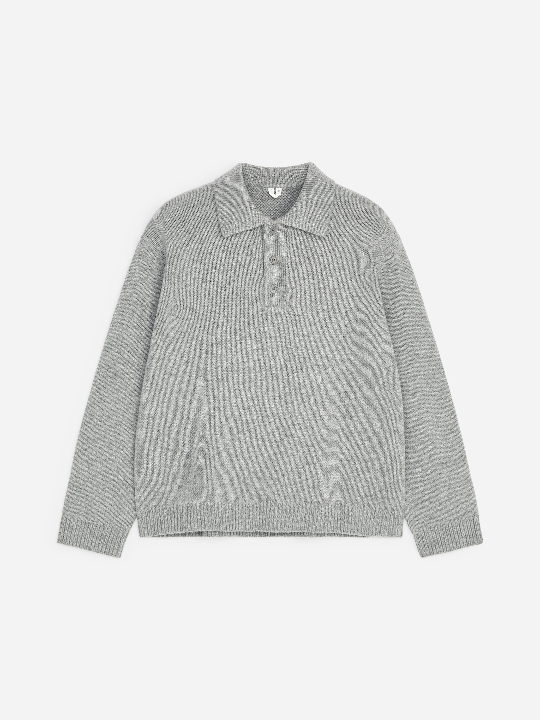 Maglione in stile polo in lana - Grigio mélange